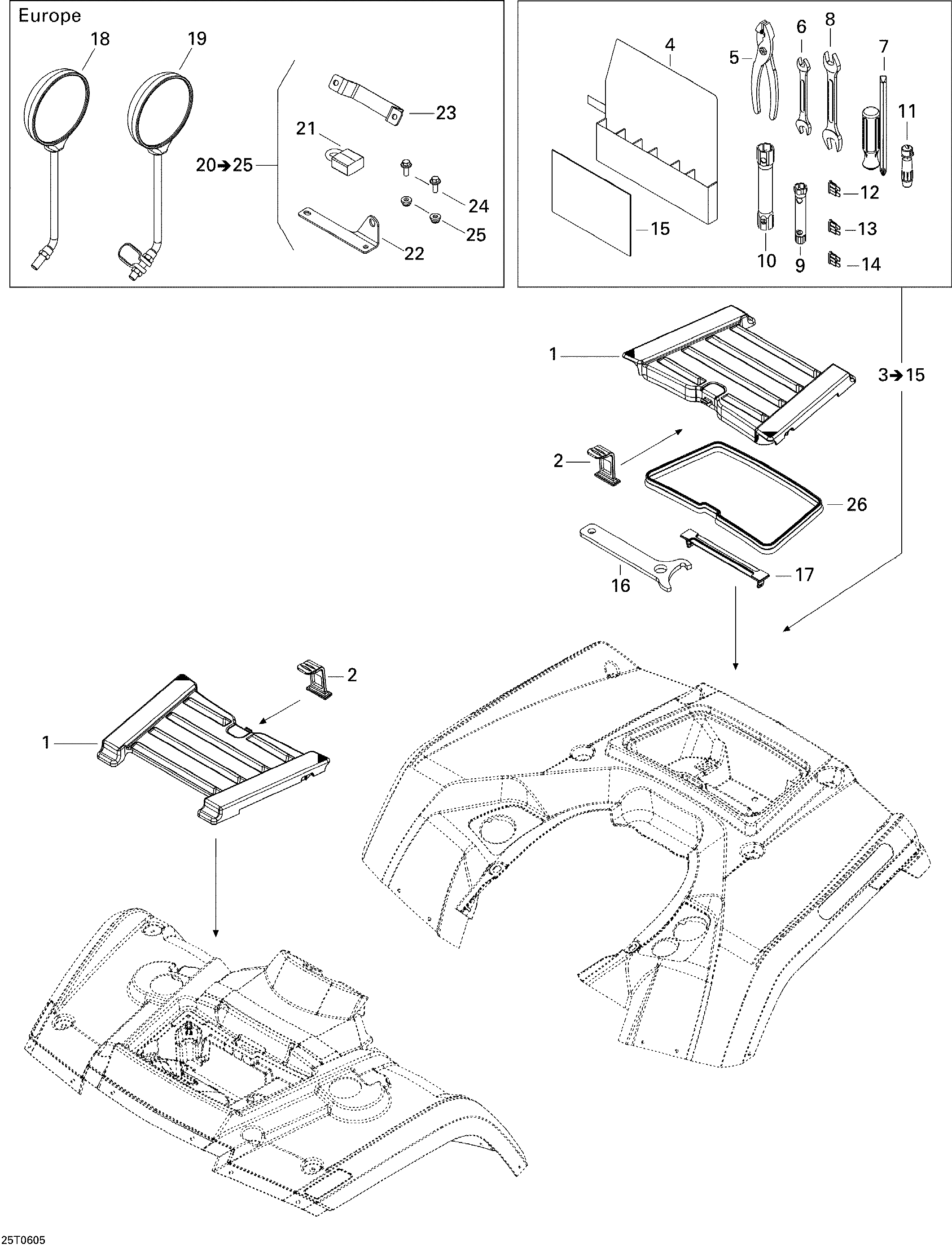 Front and rear trays