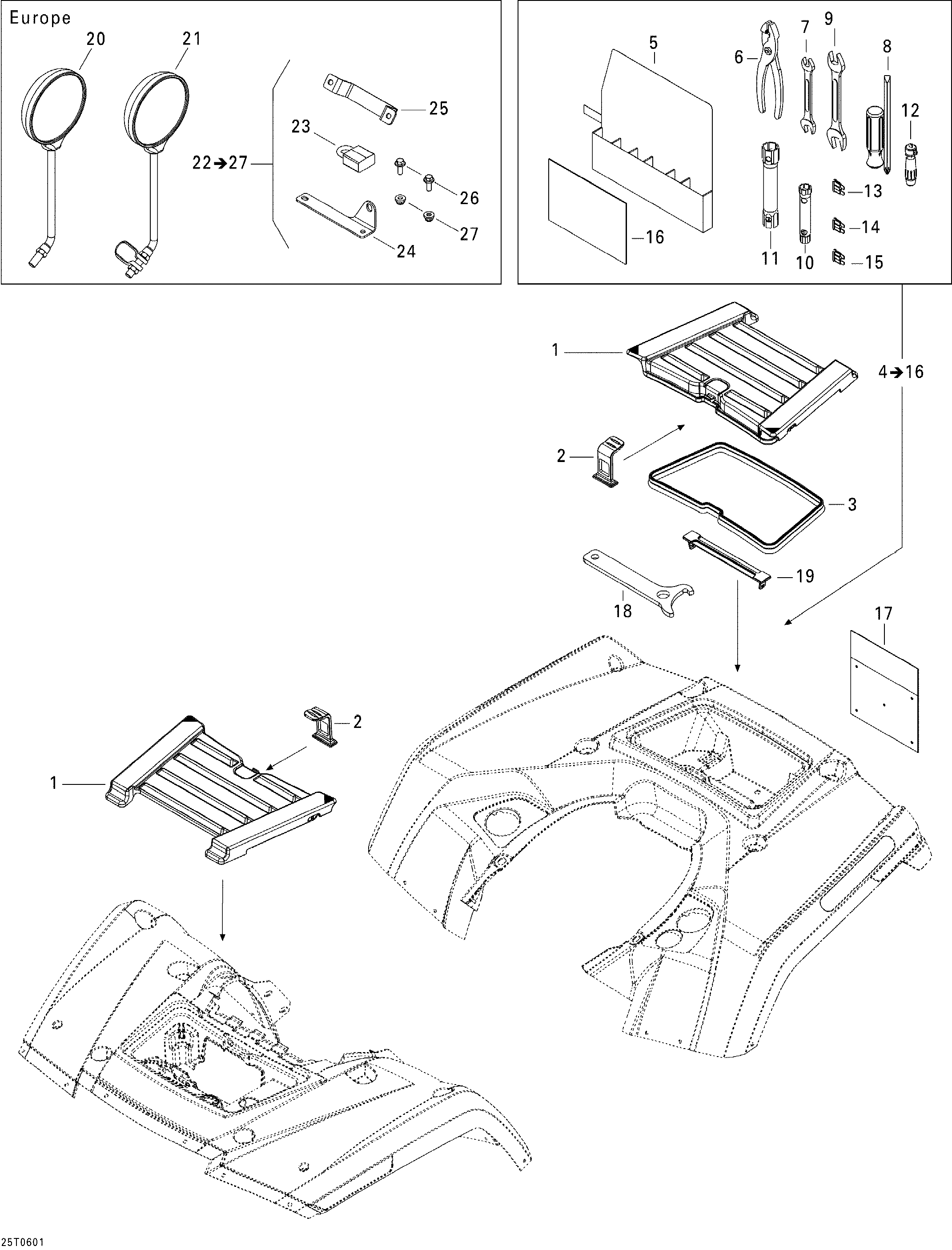 Front and rear trays