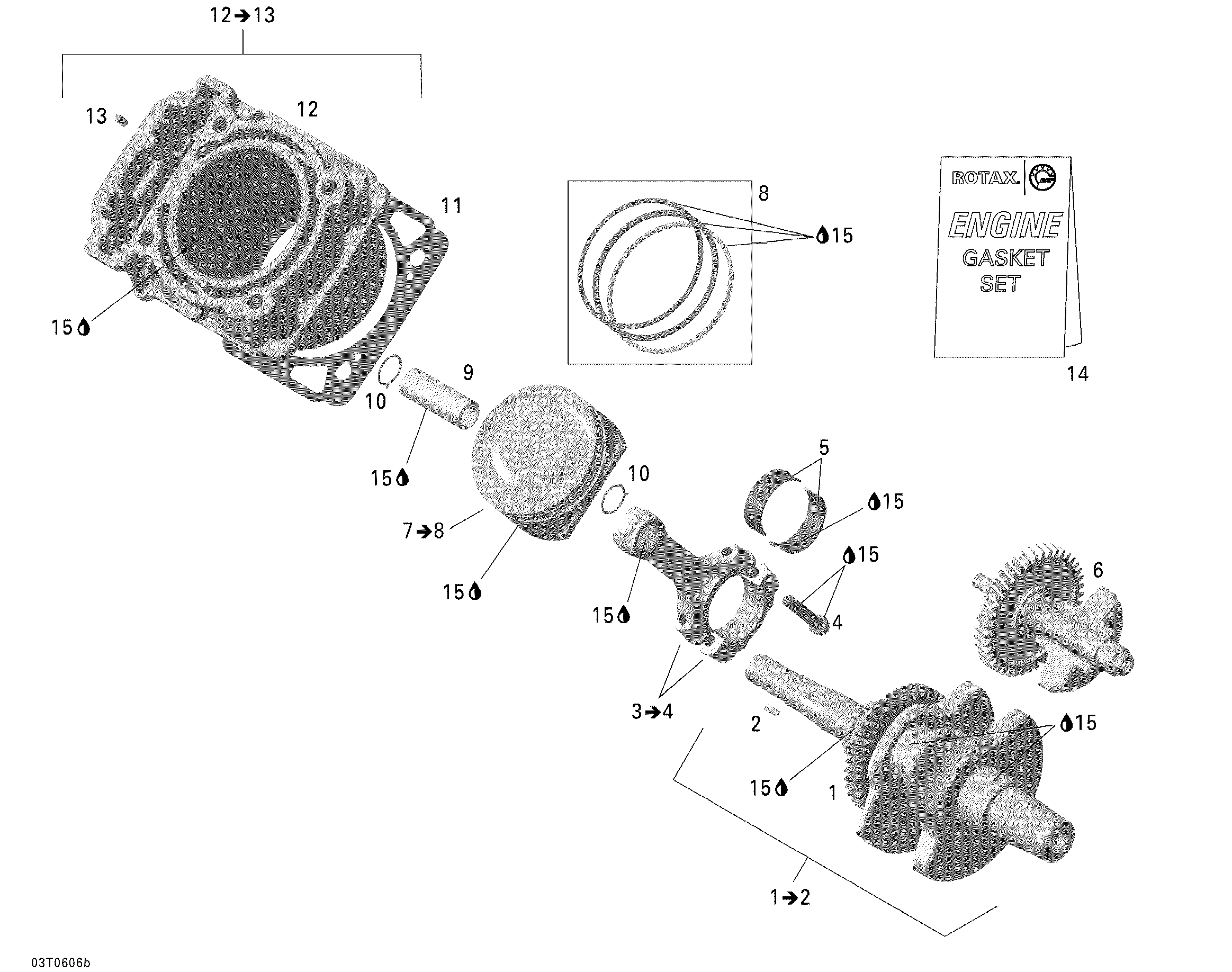 Crankshaft, piston and cylinder