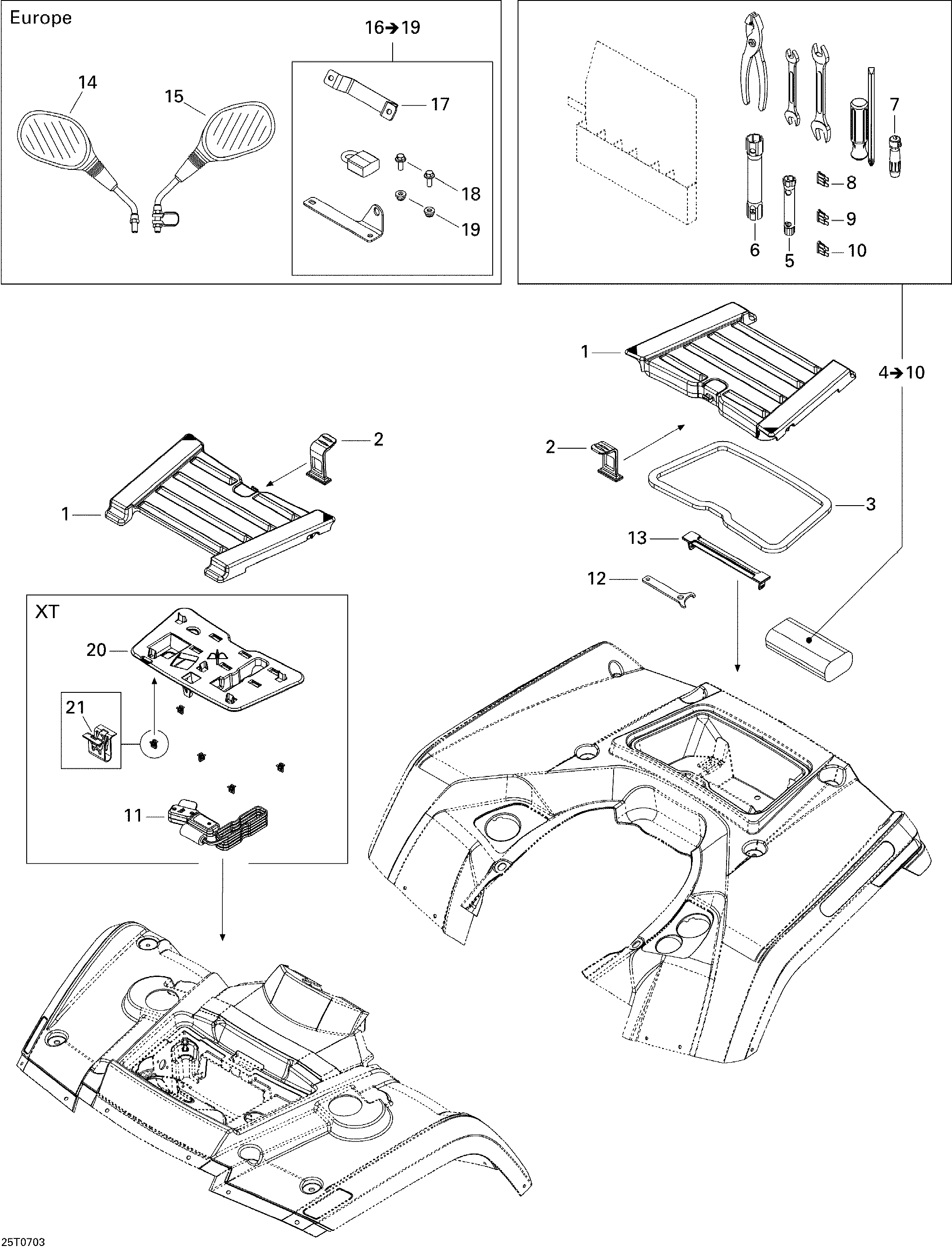 Front and rear trays xt