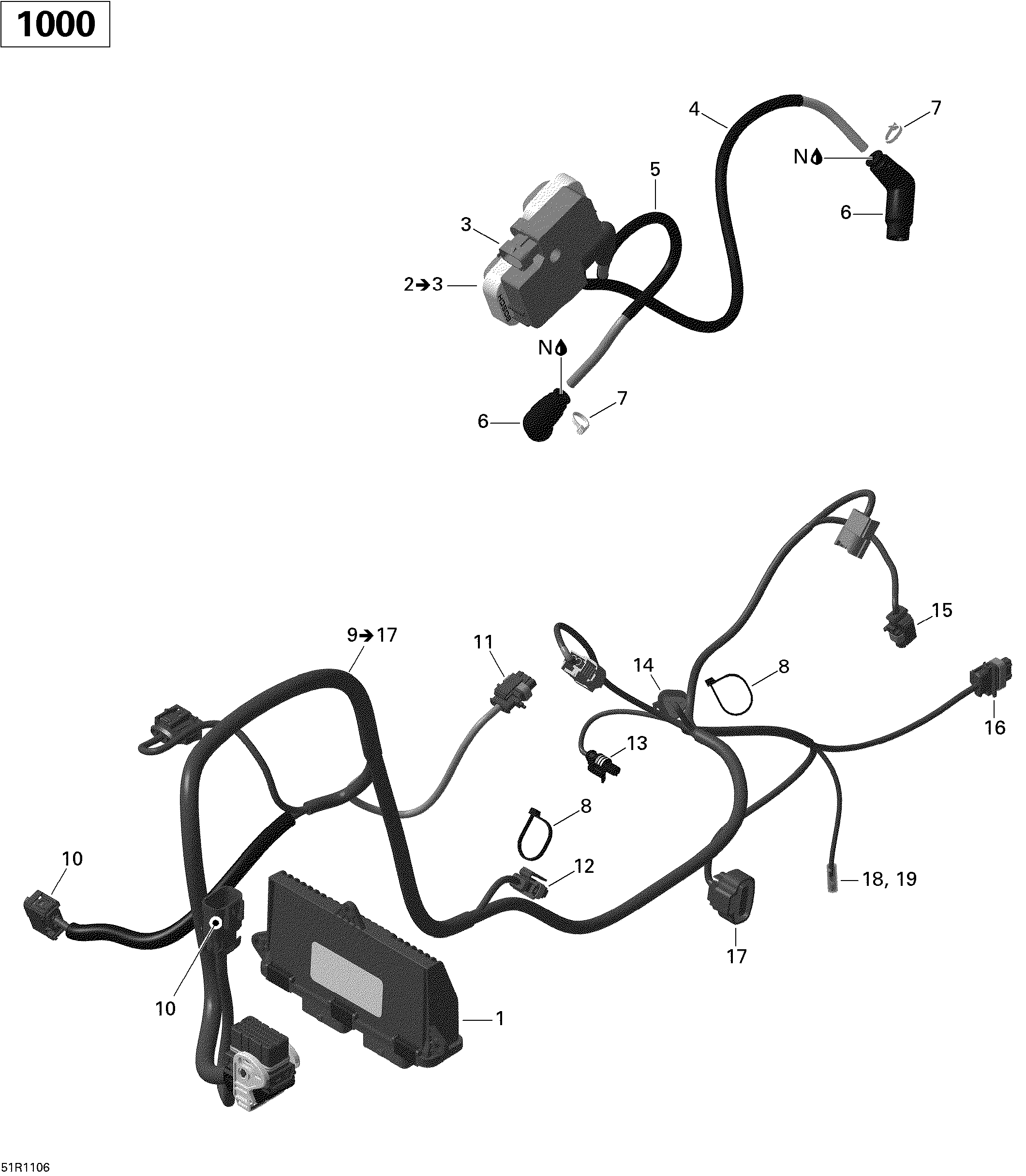 Engine harness and electronic module