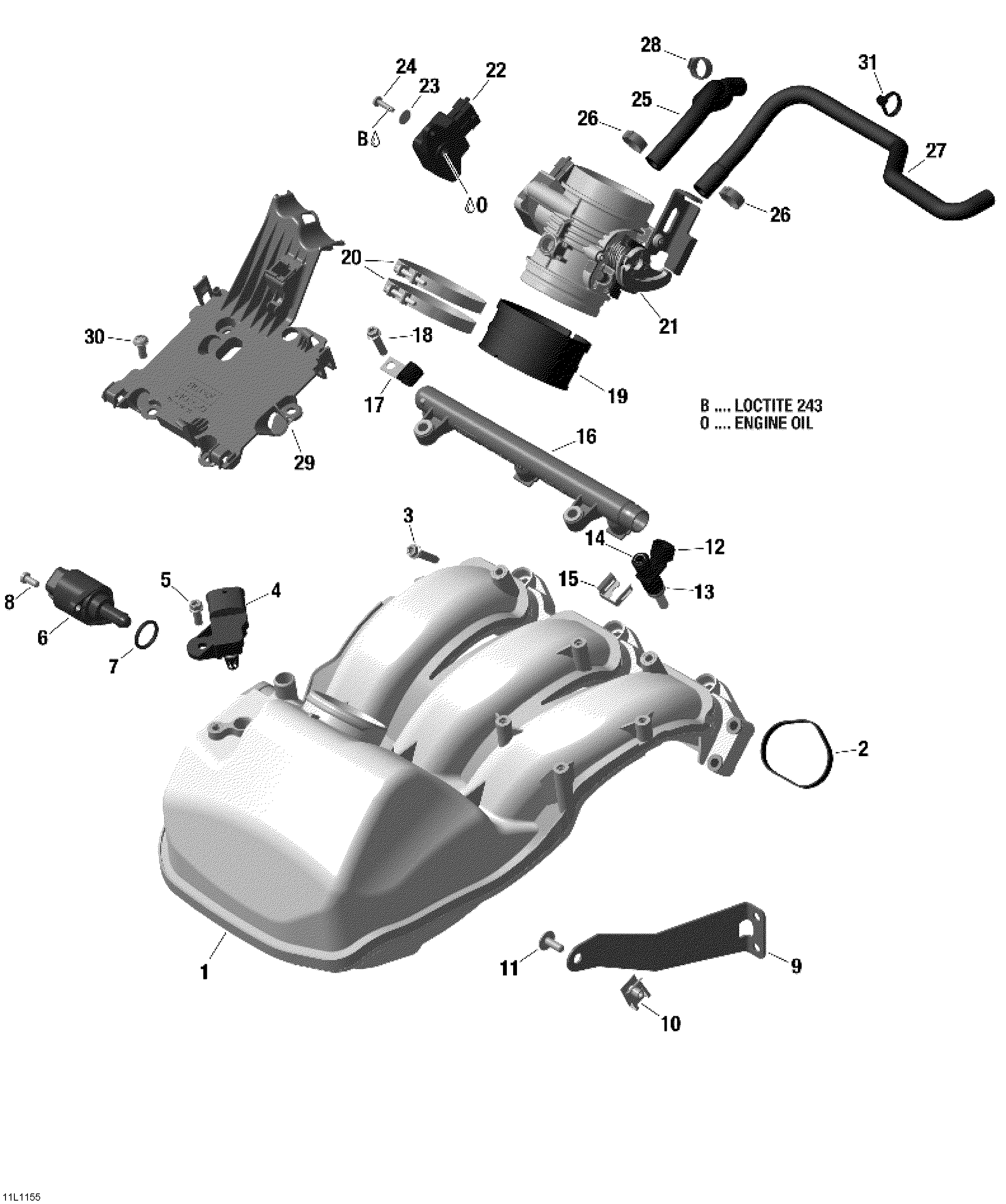 Air intake manifold and throttle body