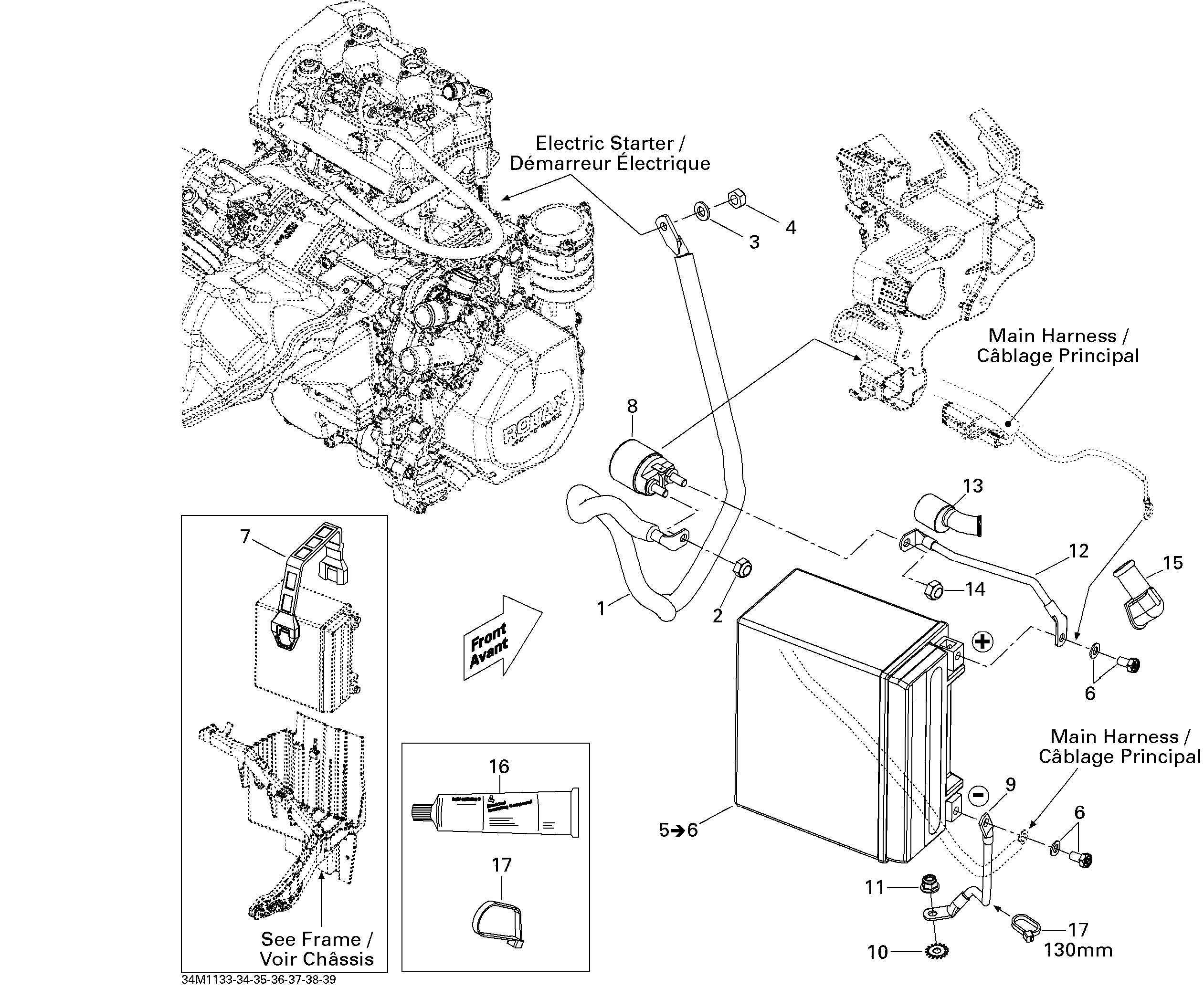 Battery and starter