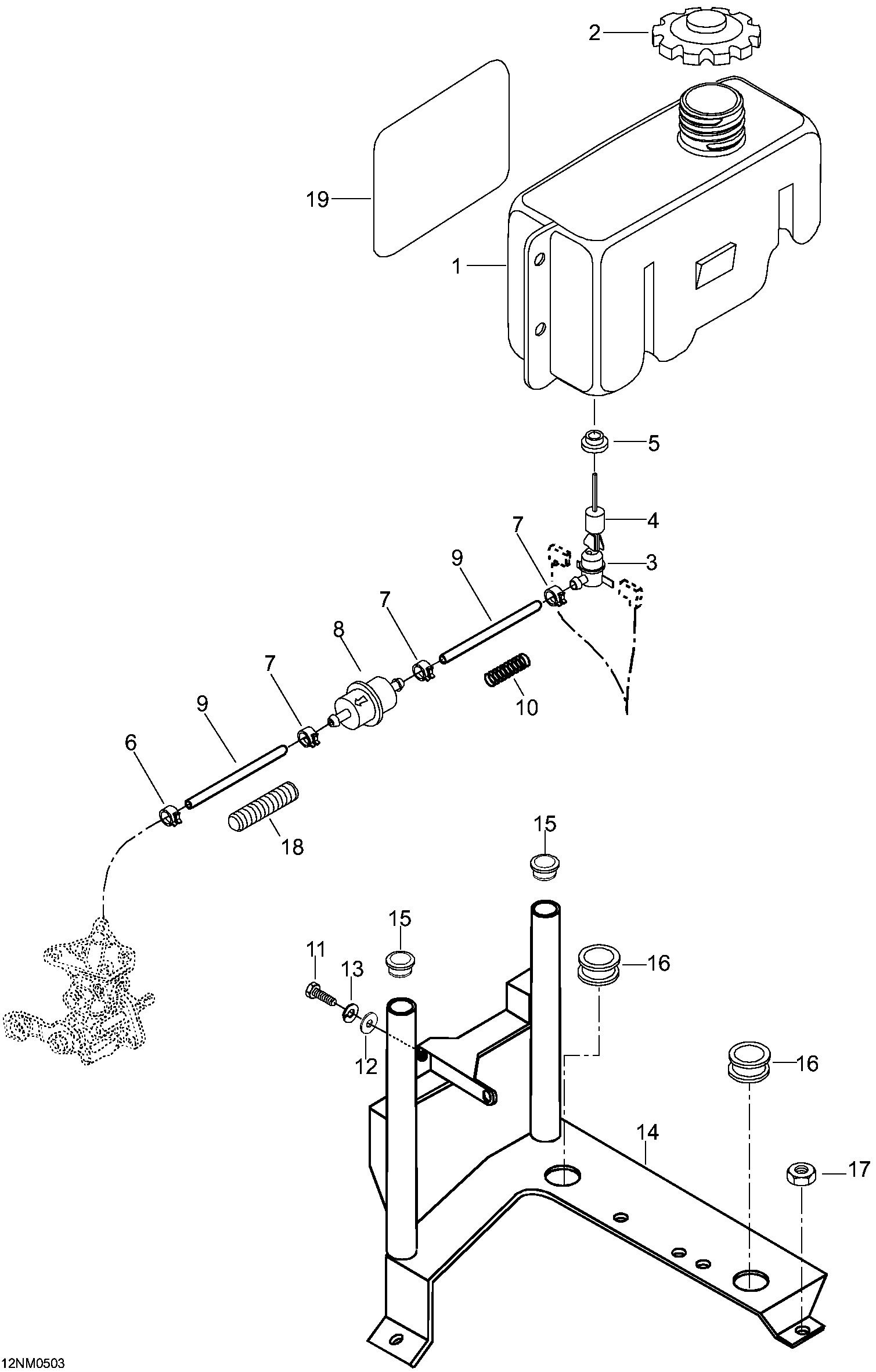 Oil tank and support