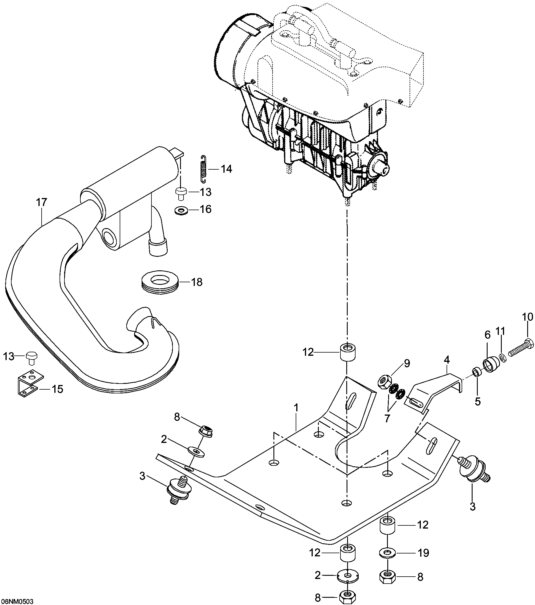 Engine and engine support, 5900fce