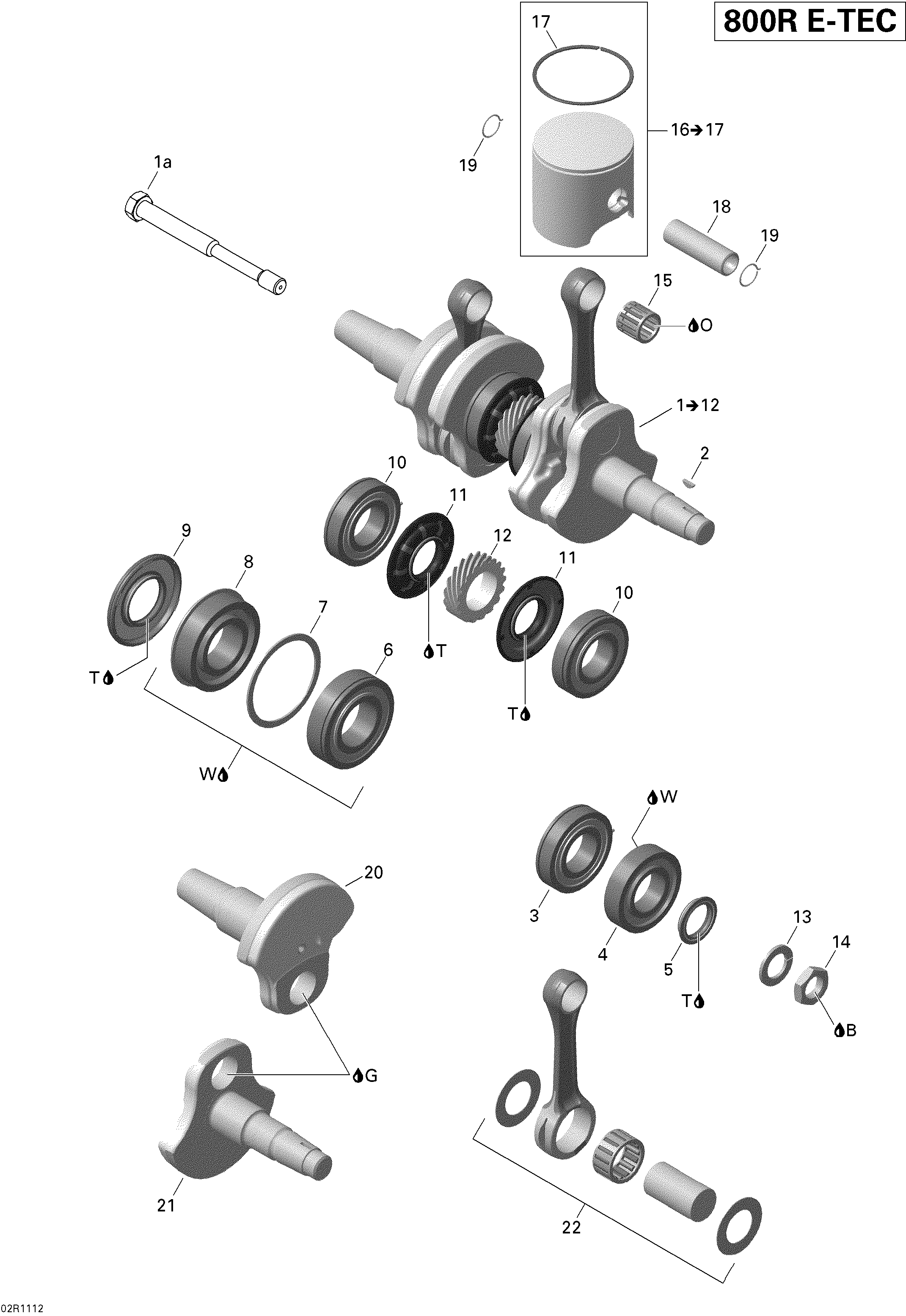 Crankshaft and pistons