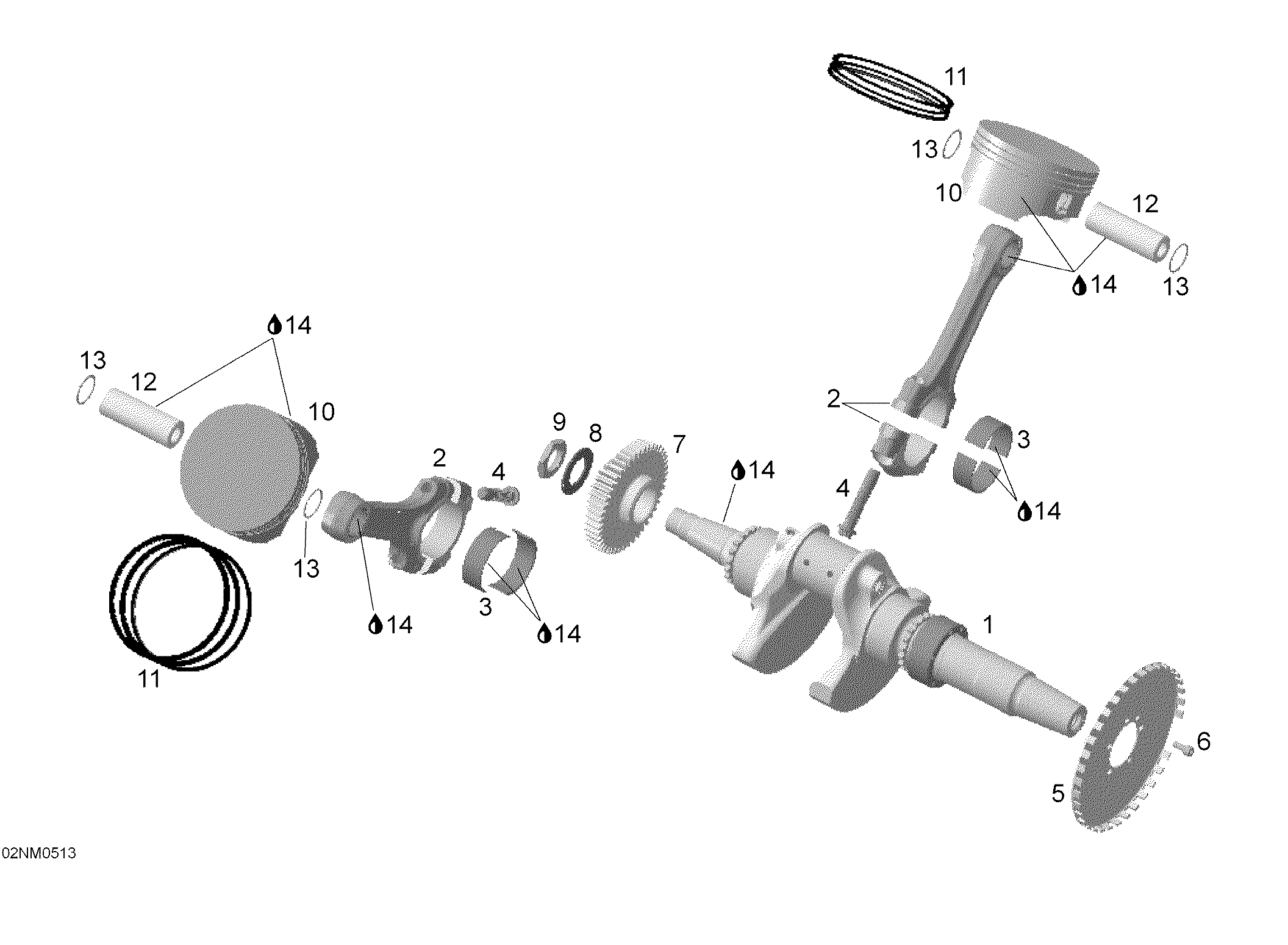 Crankshaft and piston