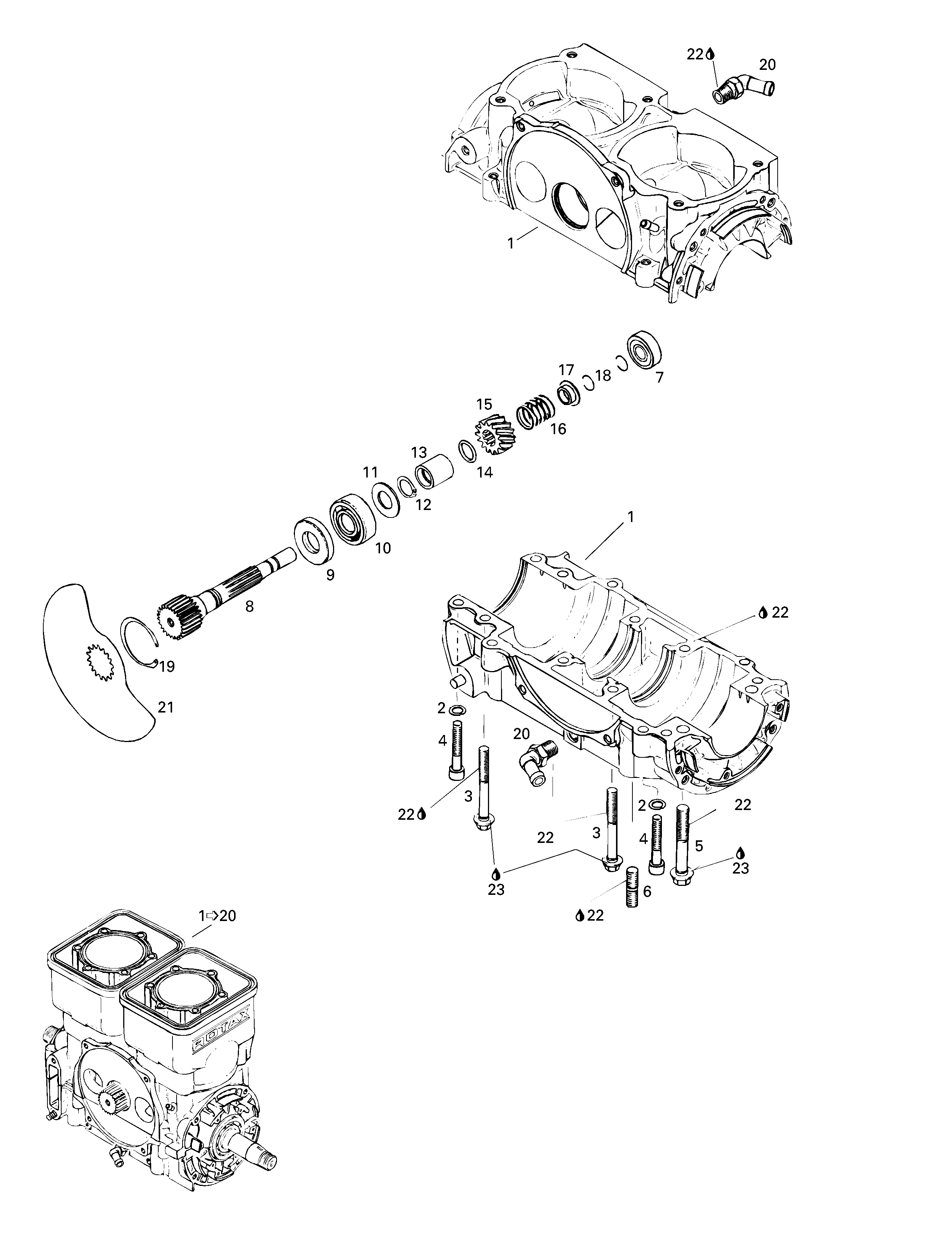 Crankcase, rotary valve