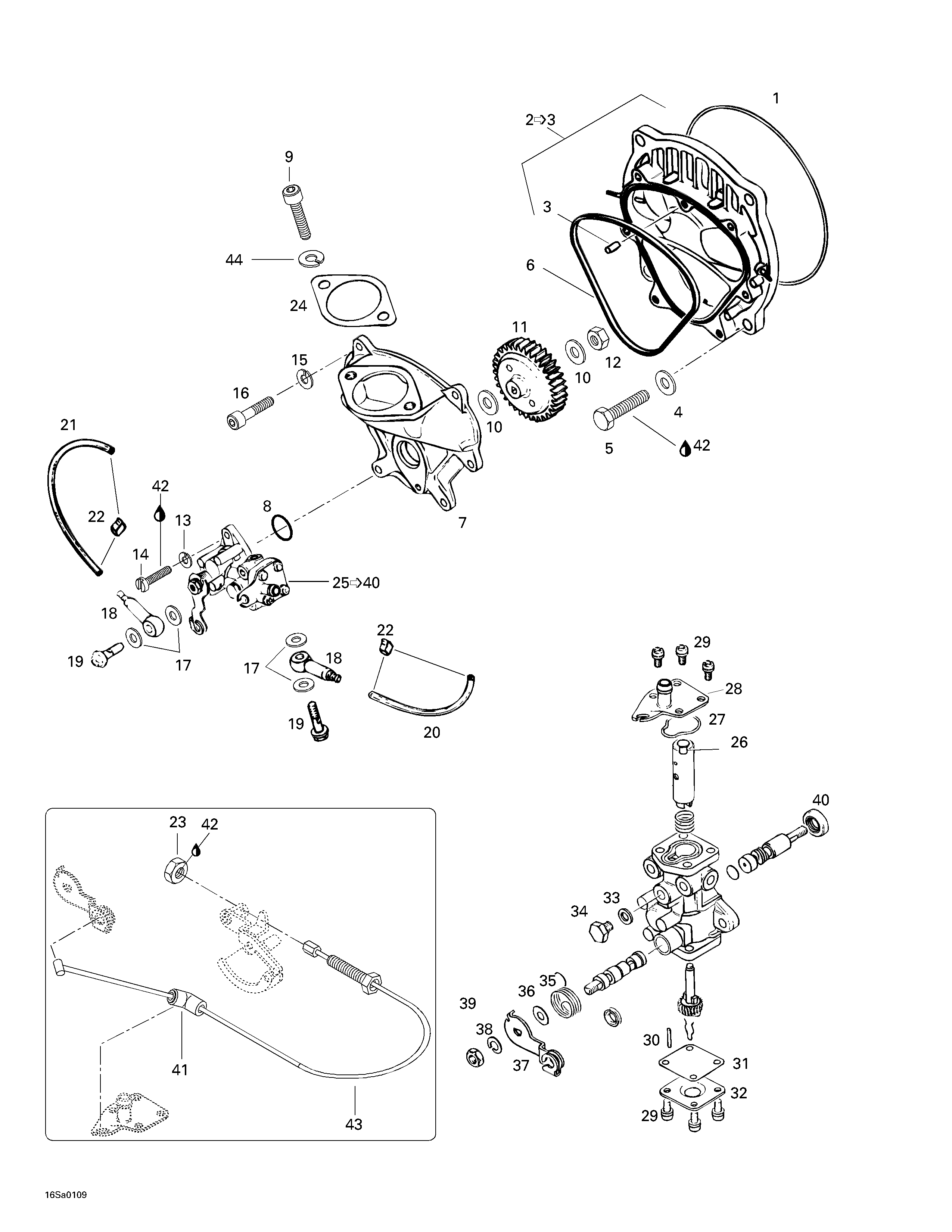 Oil injection system, oil pump, rotary valve