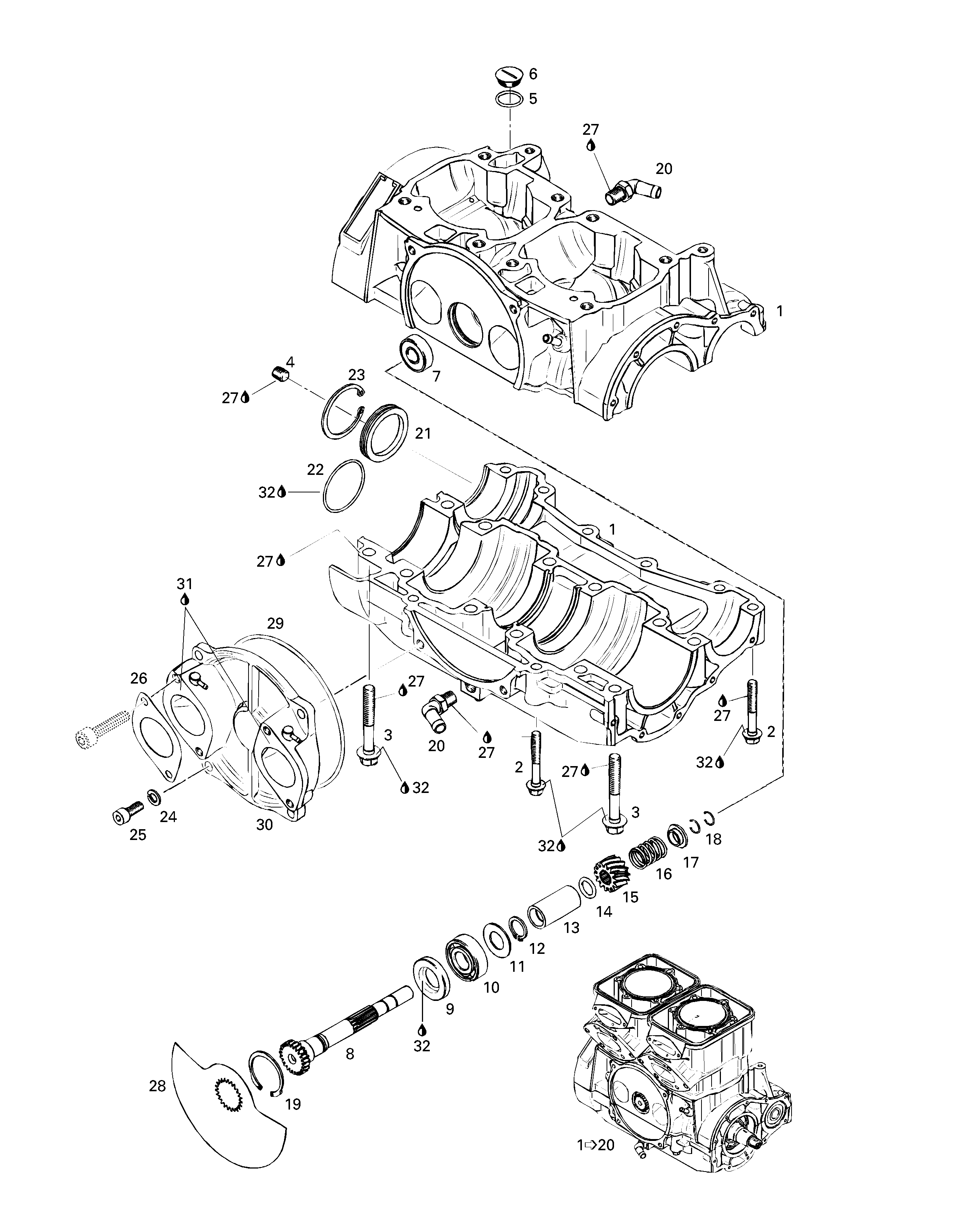 Crankcase, rotary valve