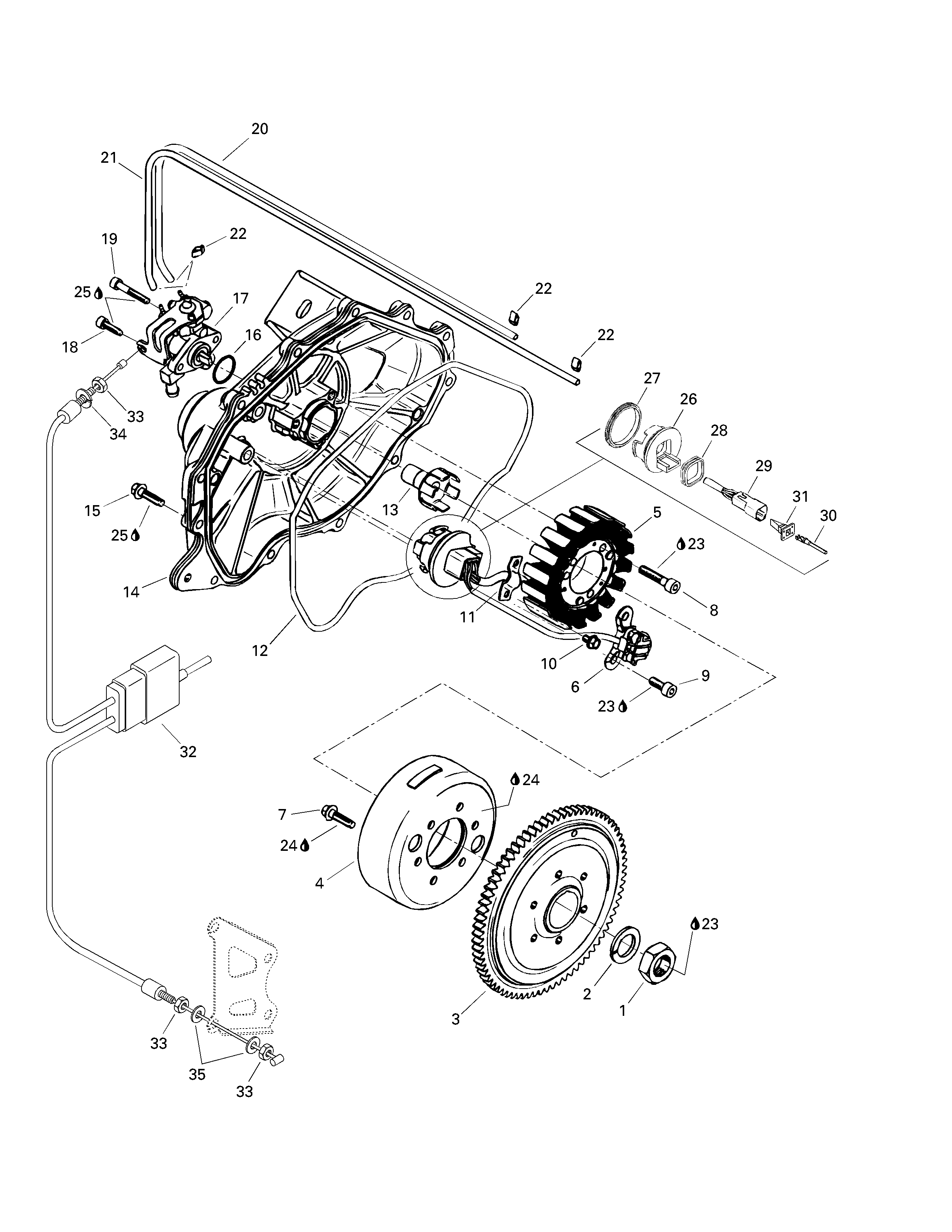 Magneto, oil pump