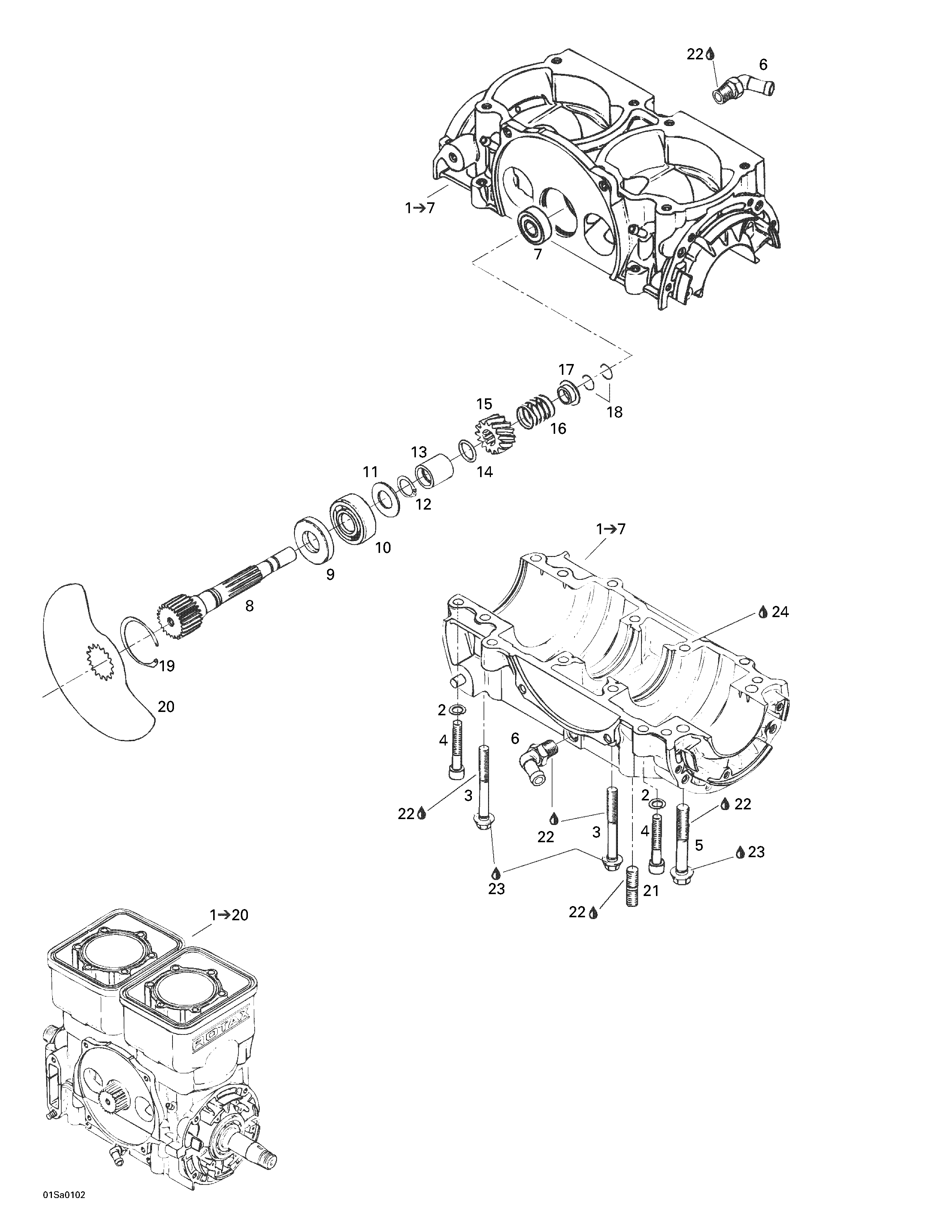 Crankcase, rotary valve