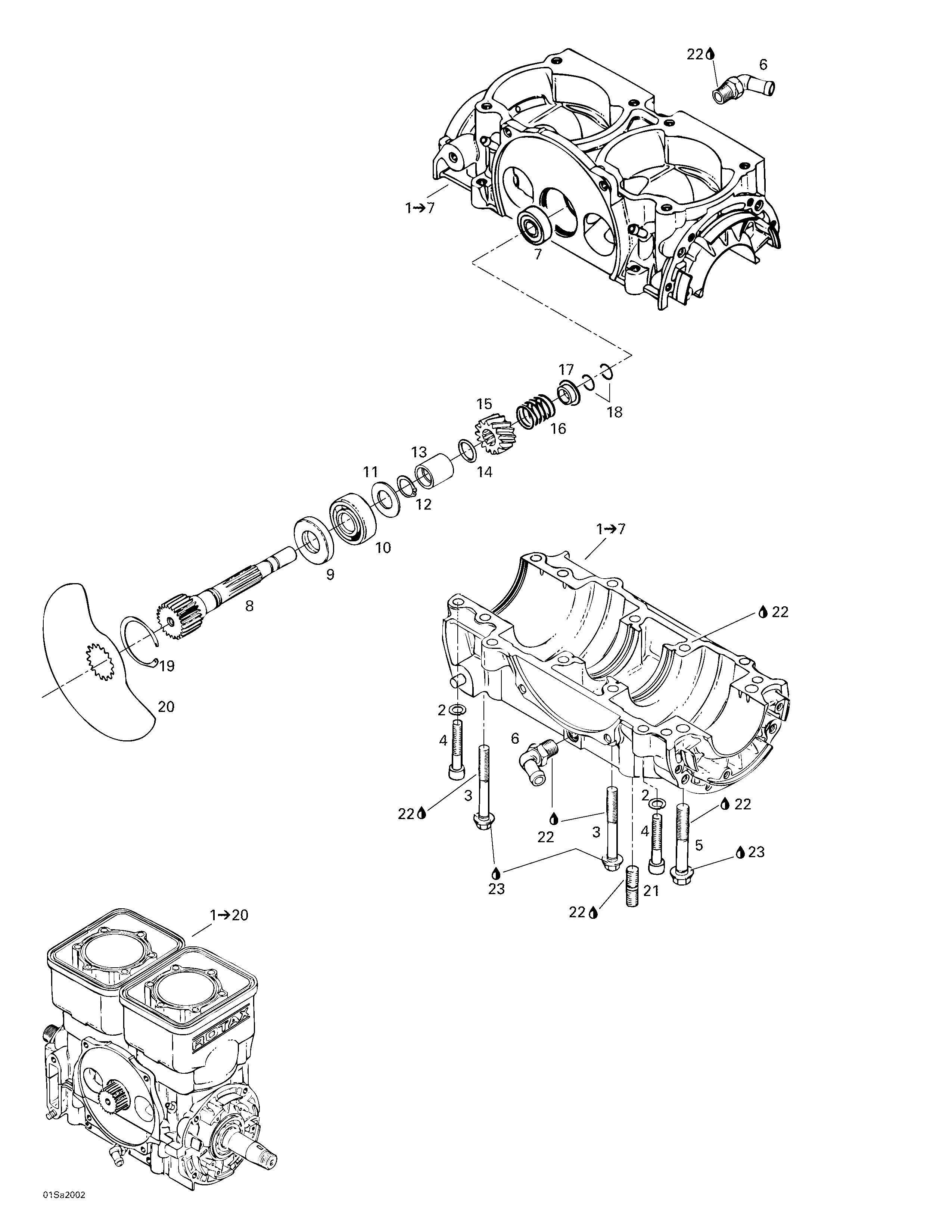 Crankcase, rotary valve