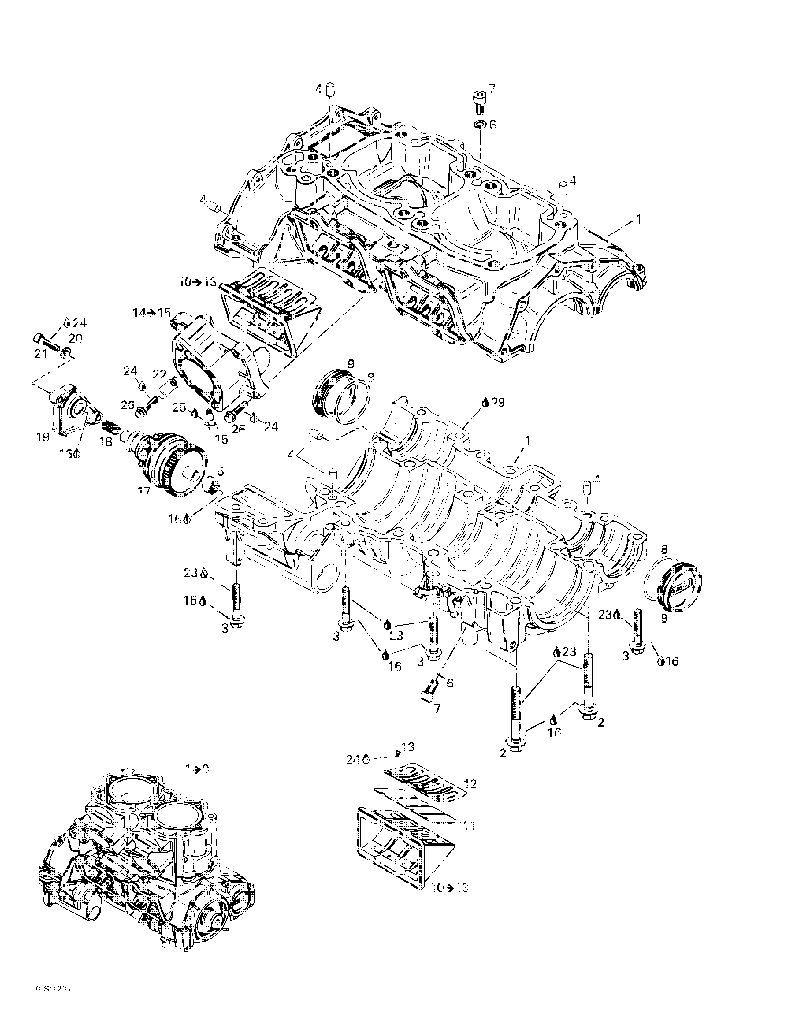 Crankcase, reed valve