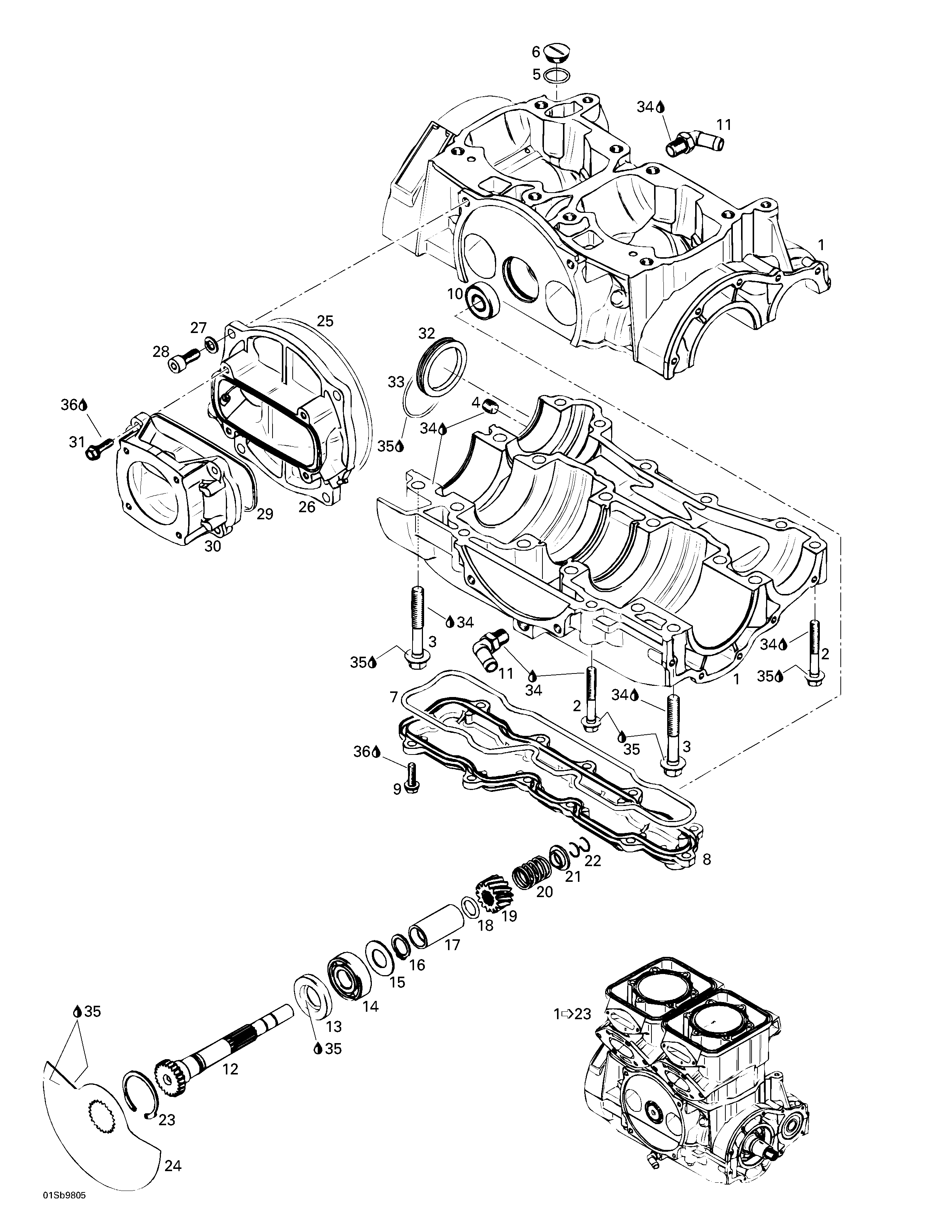 Crankcase, rotary valve