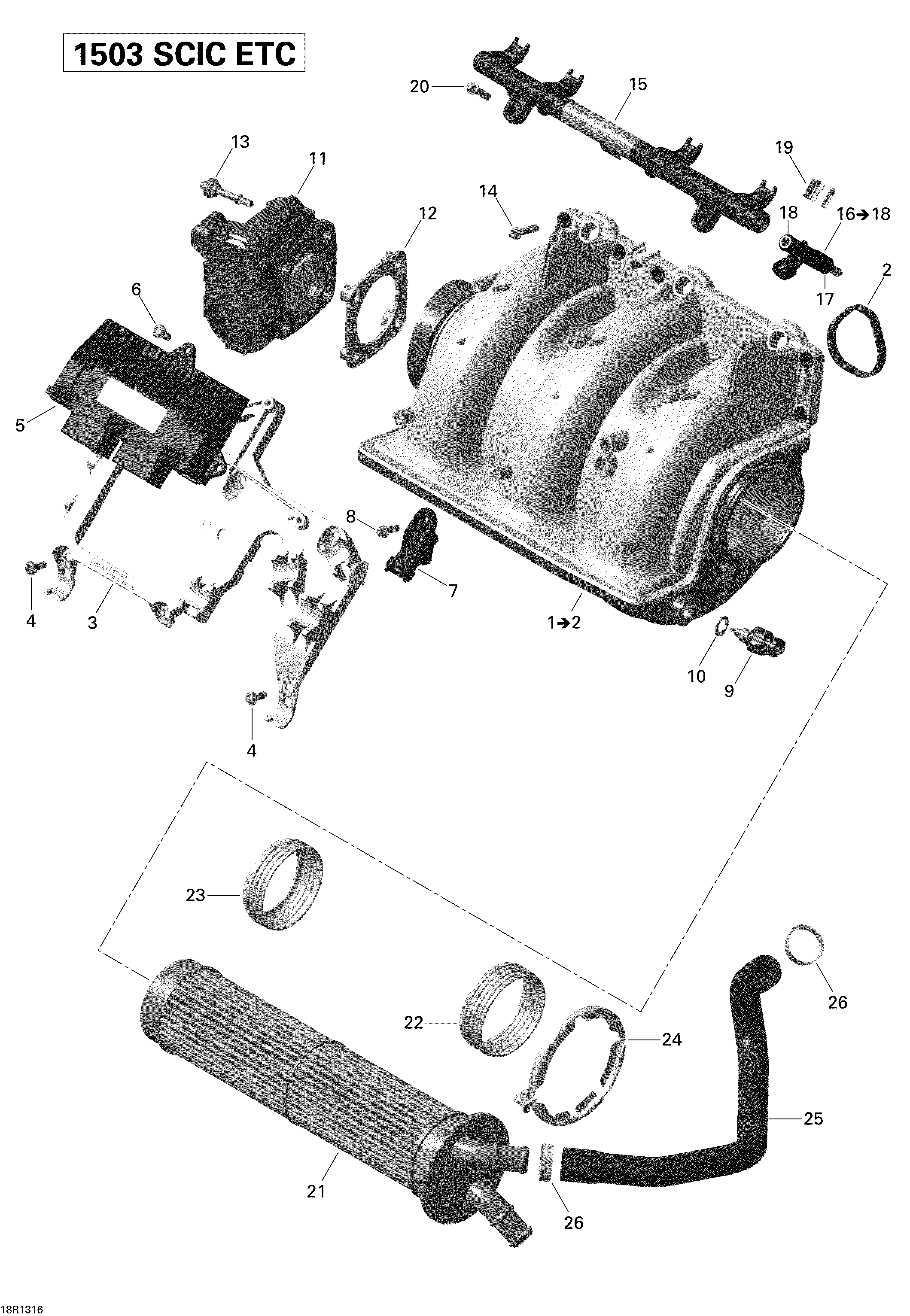 Air intake manifold and throttle body