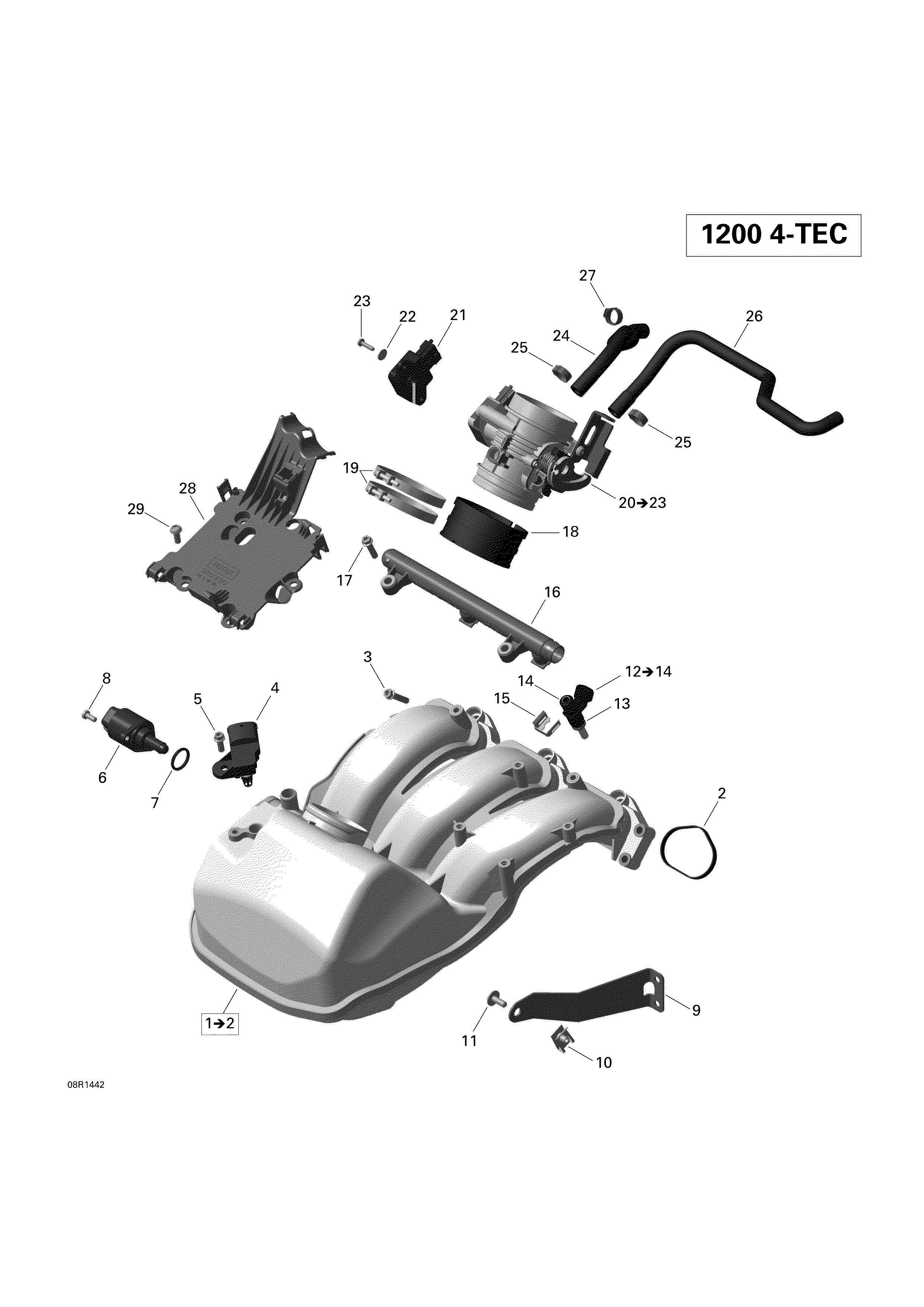 Air inlet manifold and throttle body