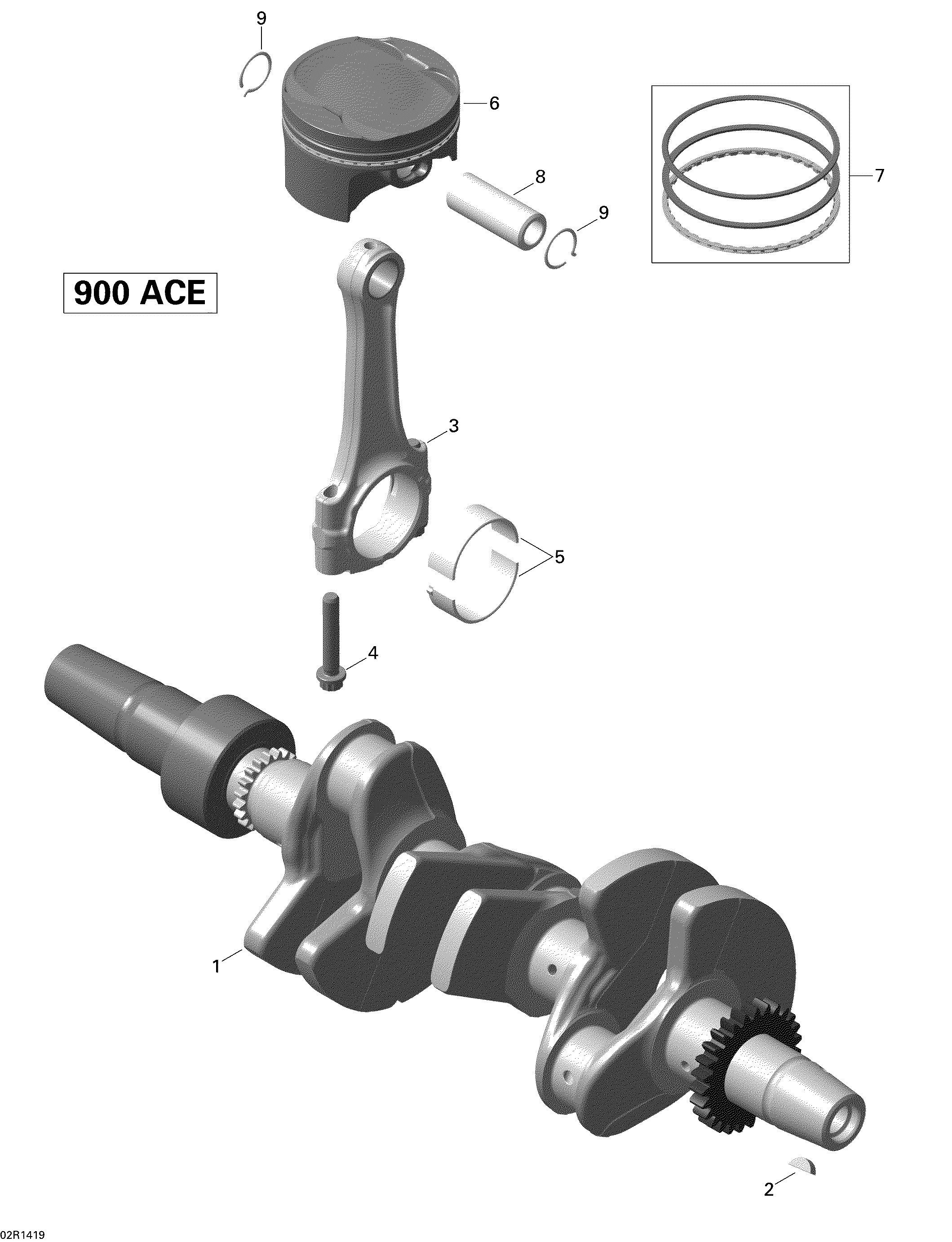 Crankshaft and pistons