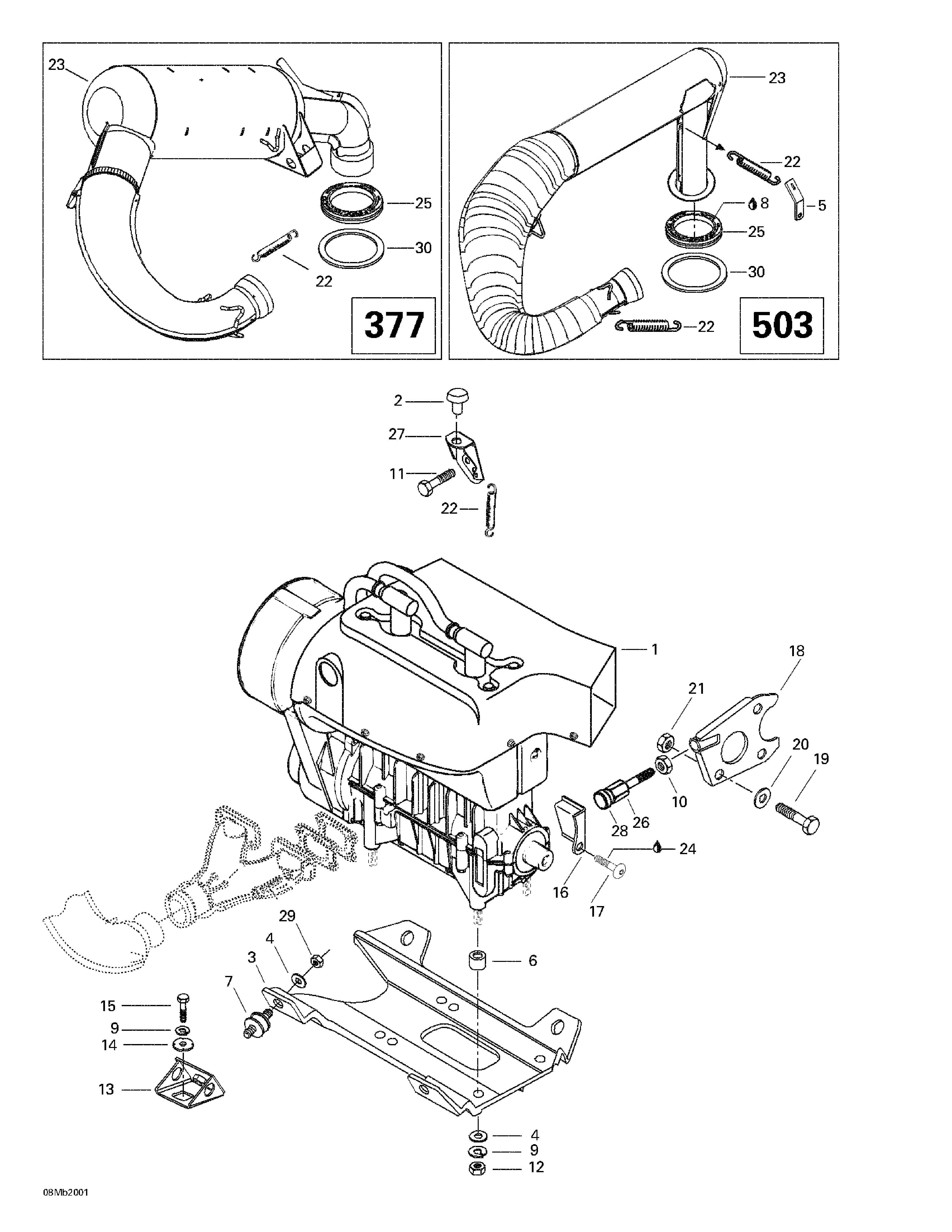 Engine support and muffler