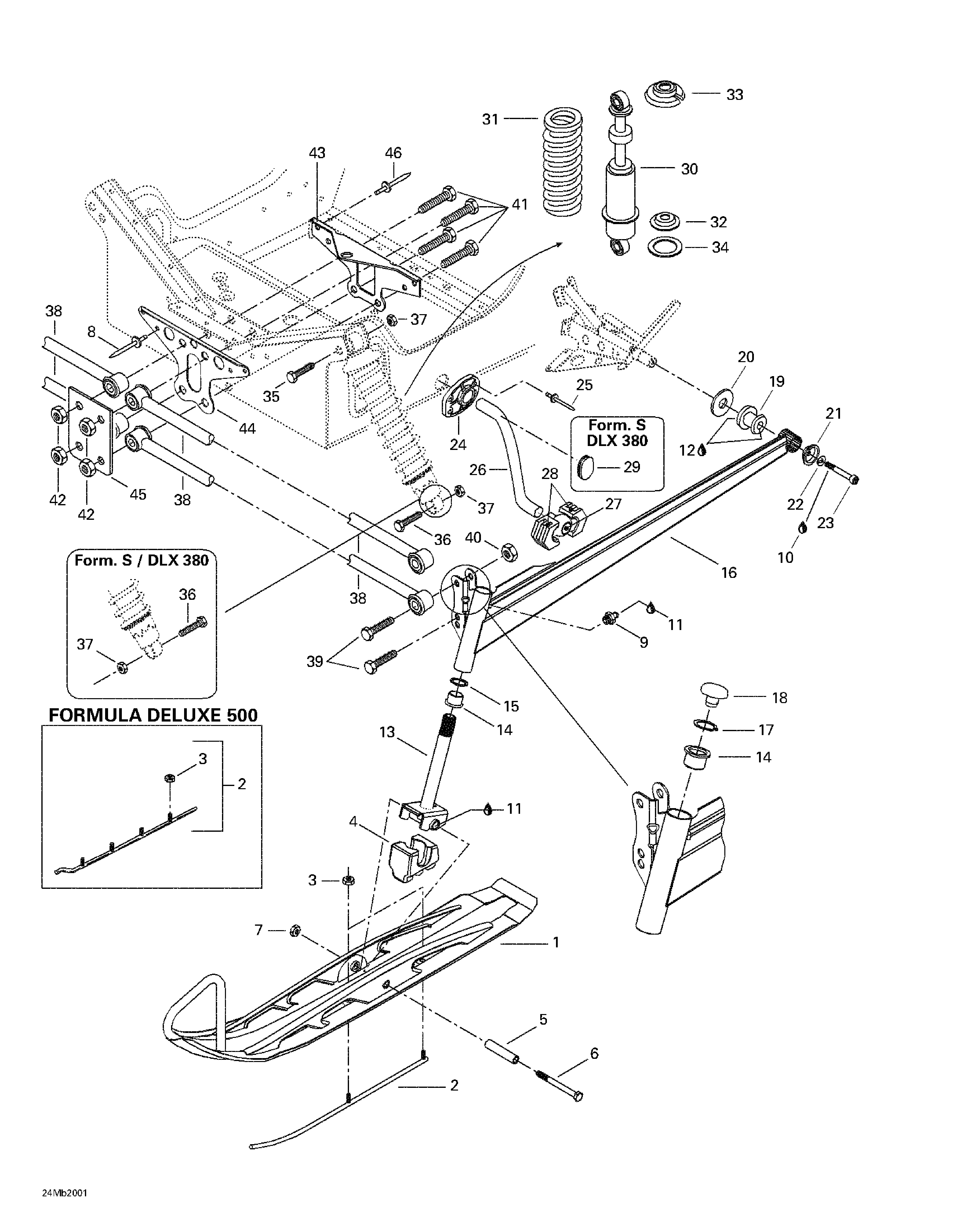 Front suspension and ski