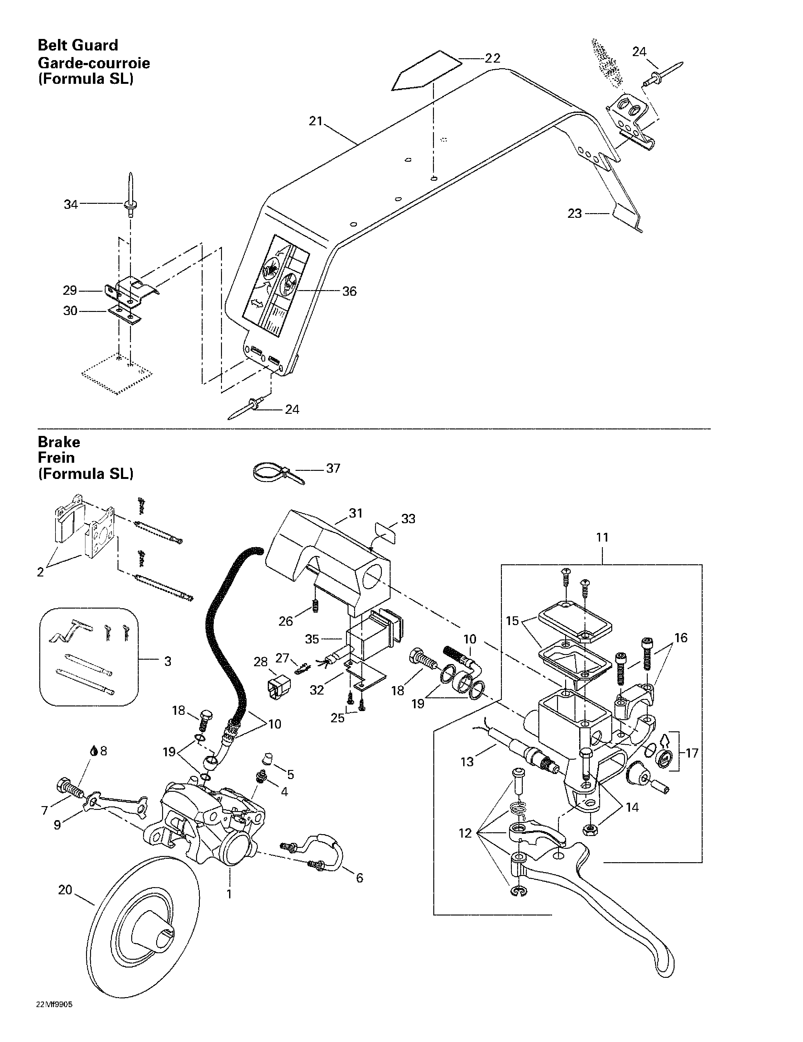 Hydraulic brake and belt guard