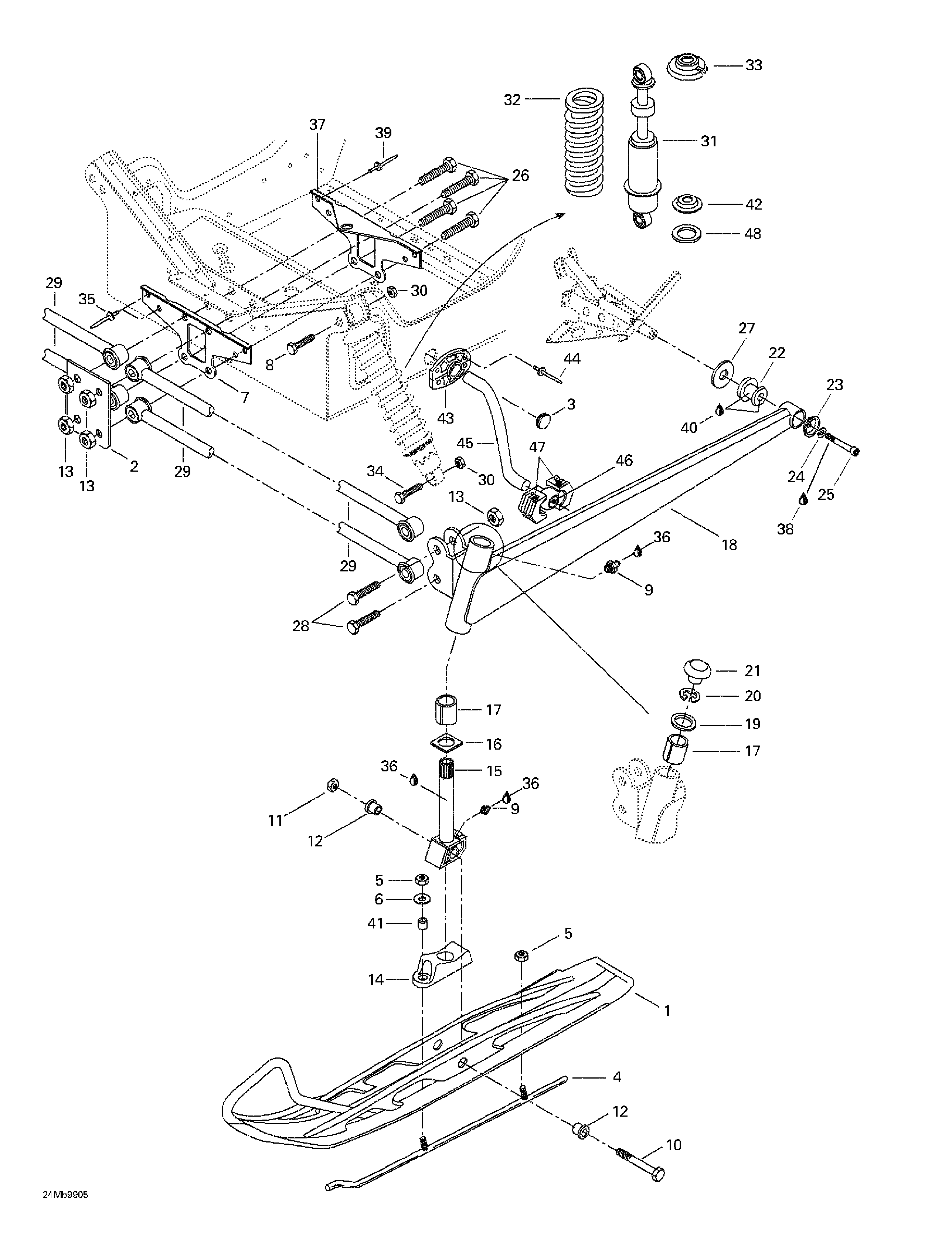 Front suspension and ski