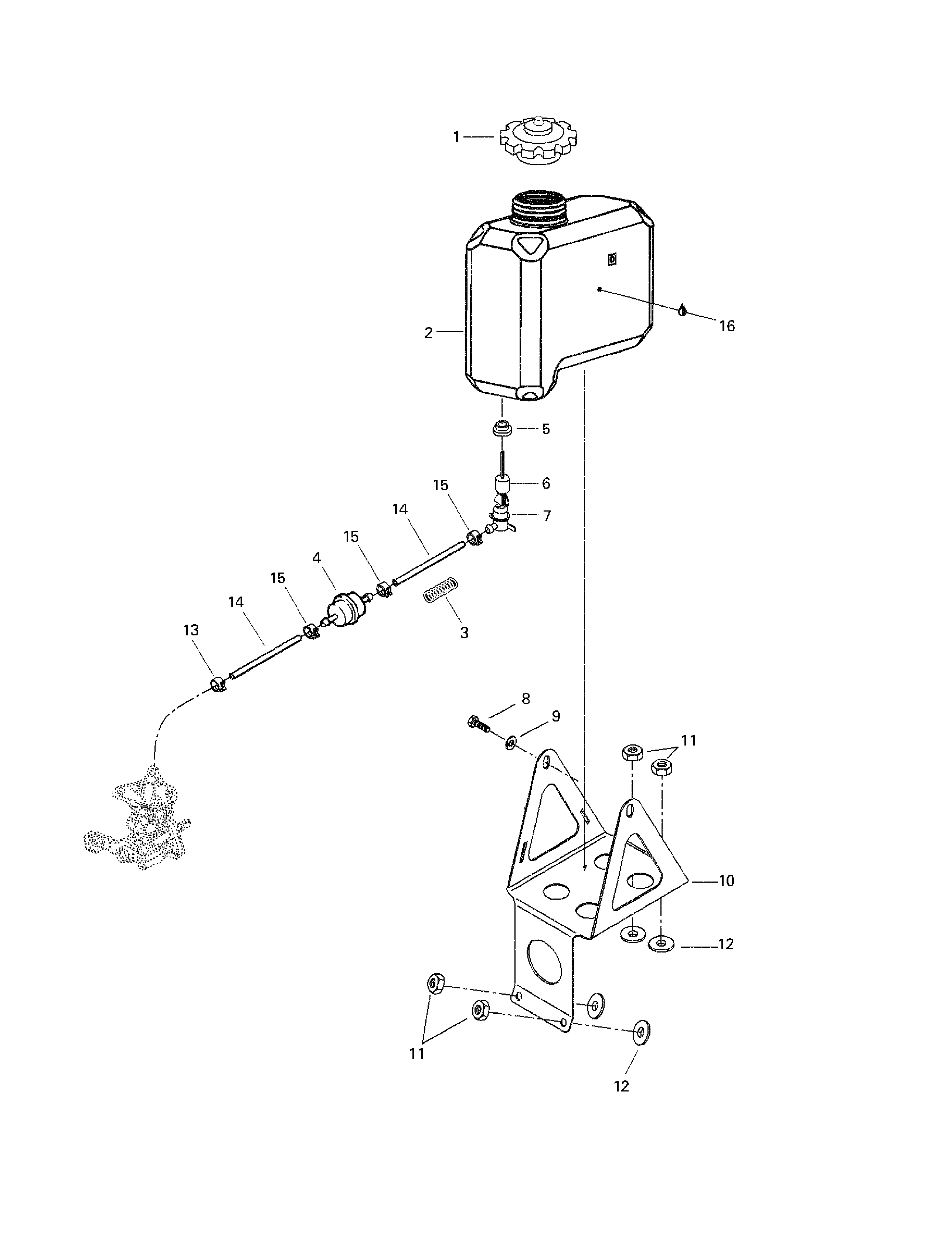 Oil tank and support