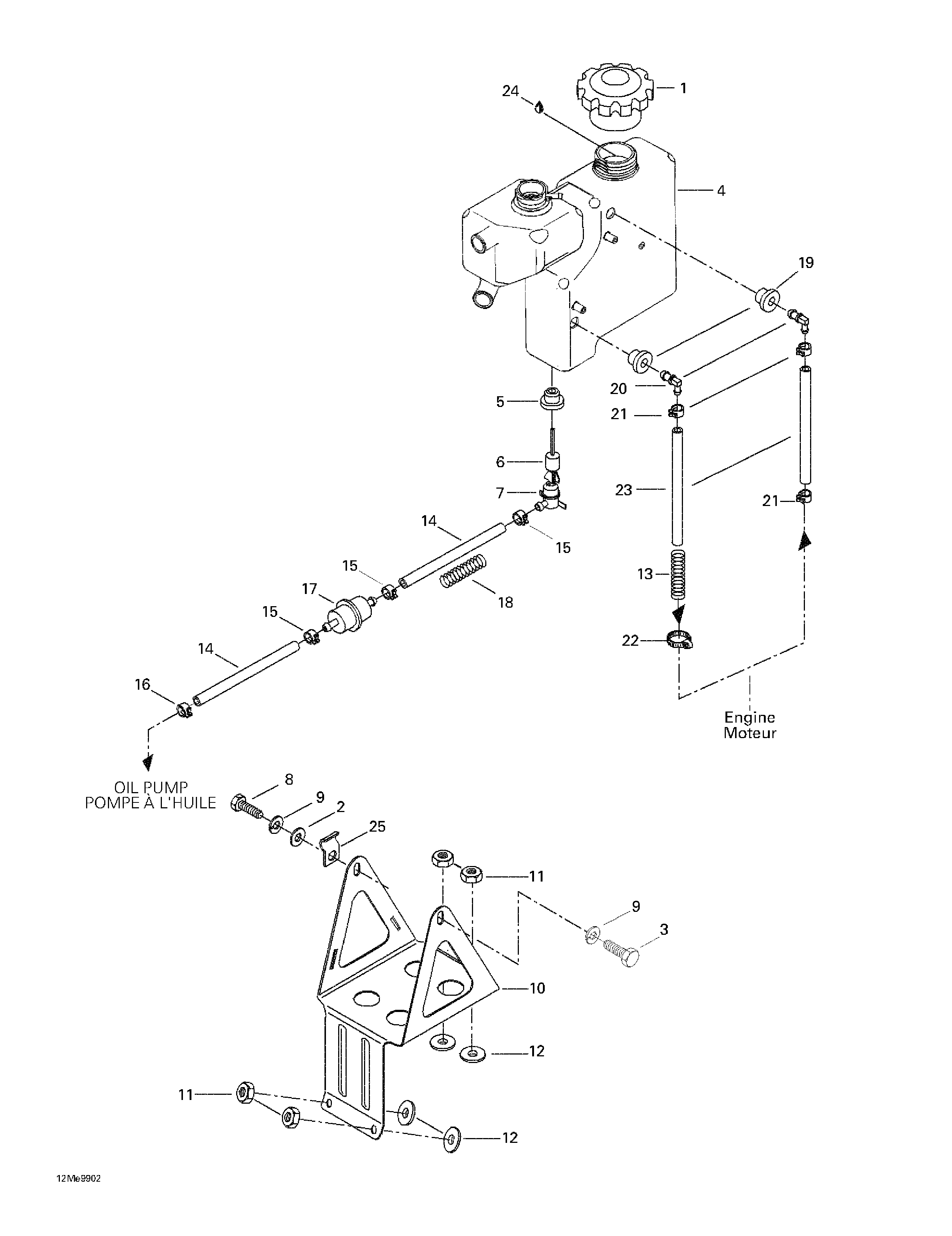 Oil tank and support