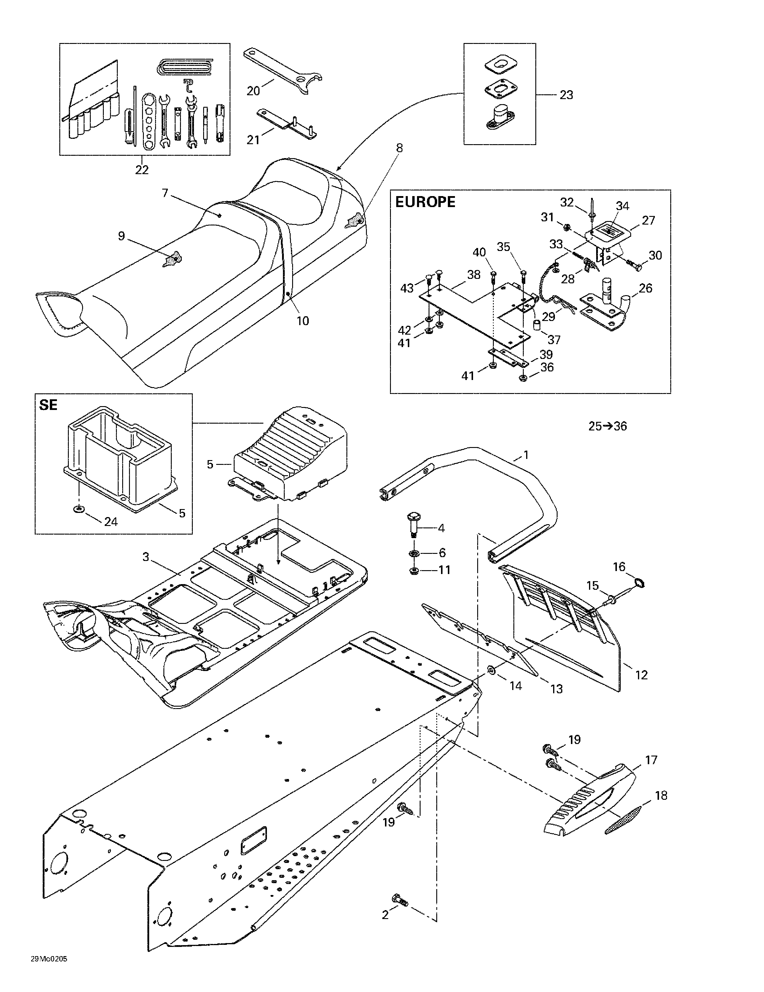 Seat, accessories, hitch