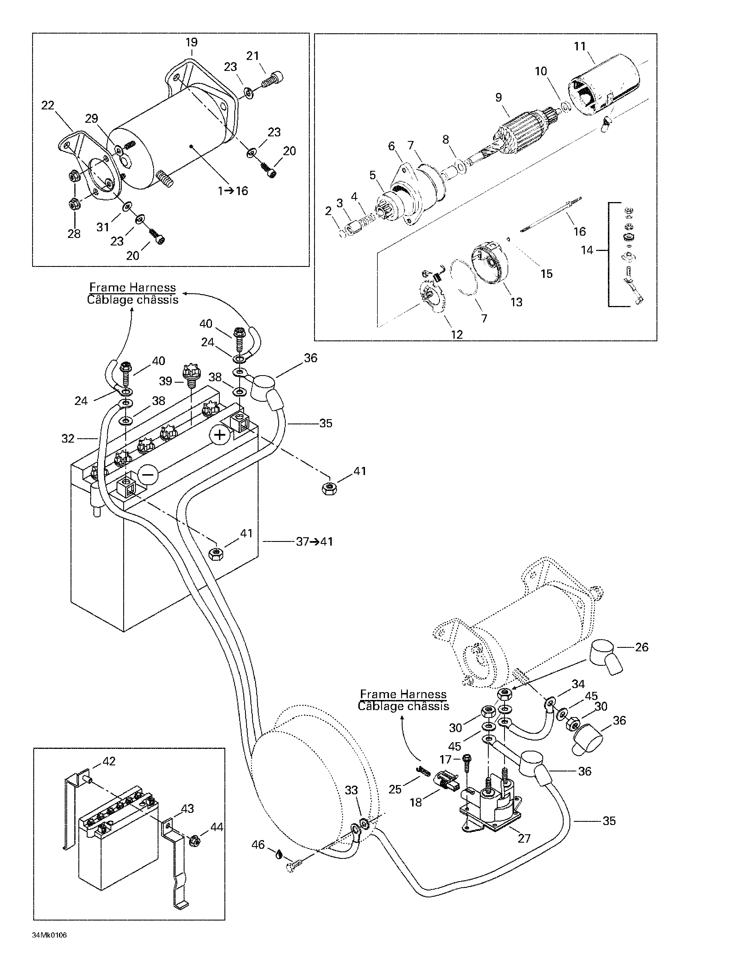 Electric starter and battery