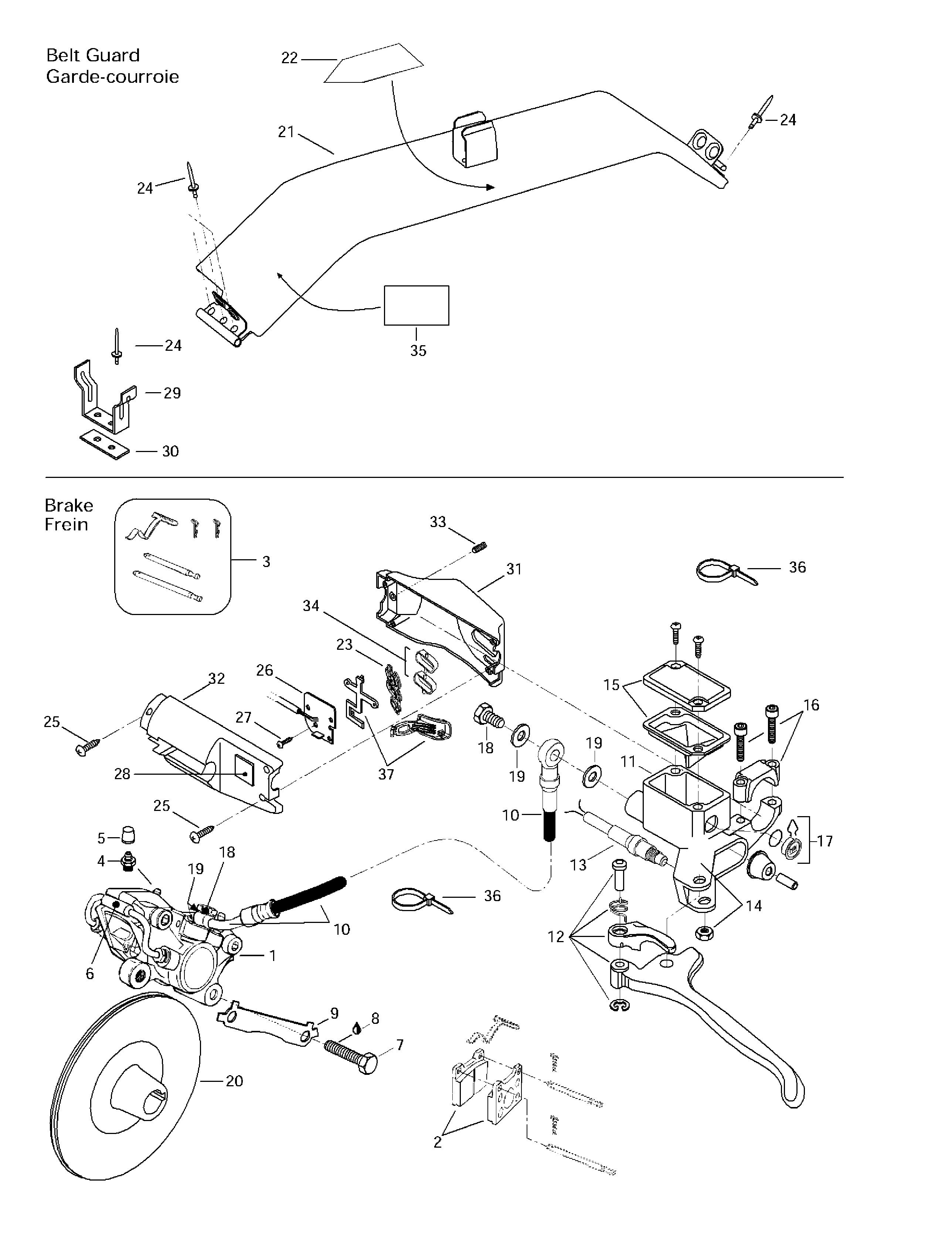 Hydraulic brake and belt guard