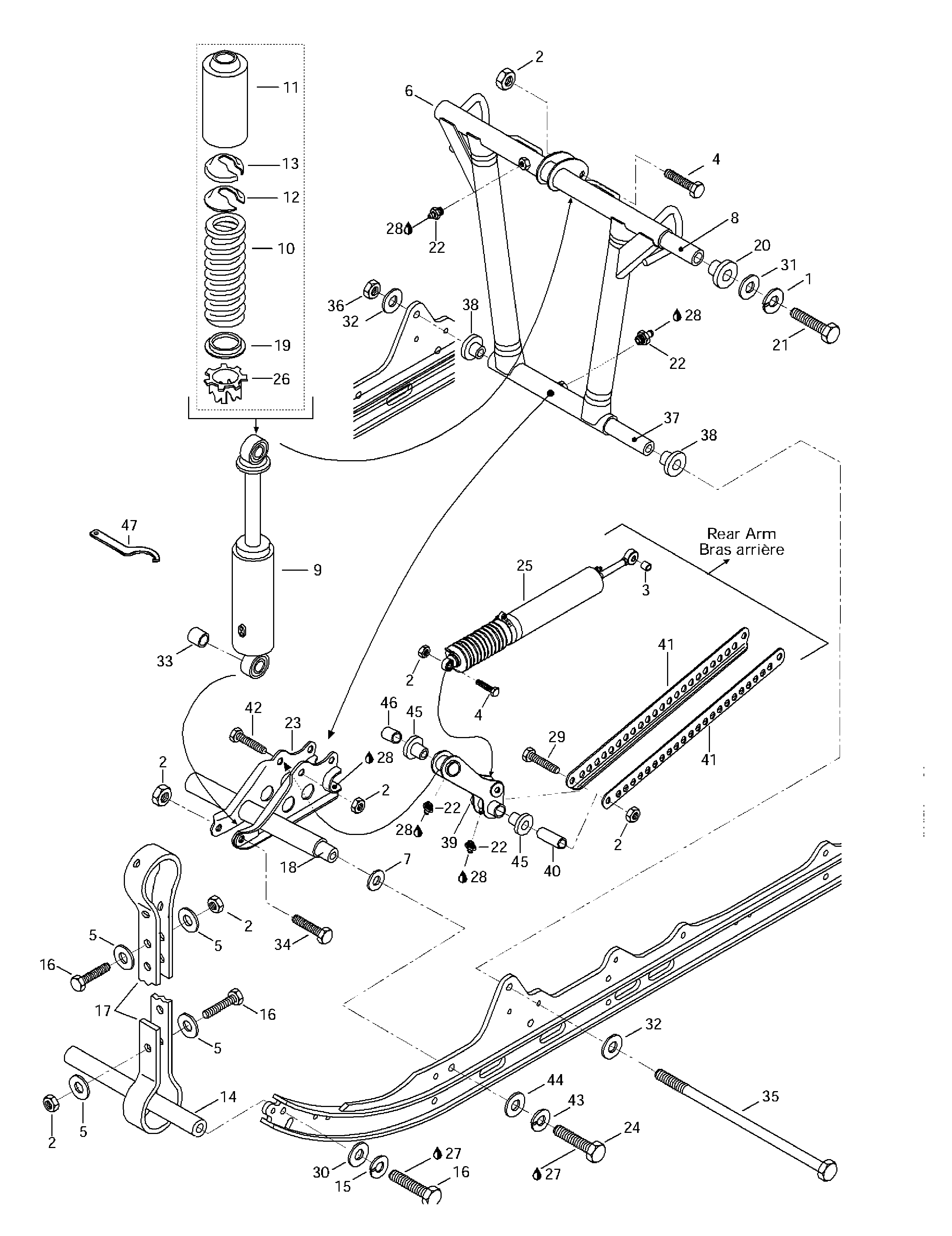 Front arm, rear suspension