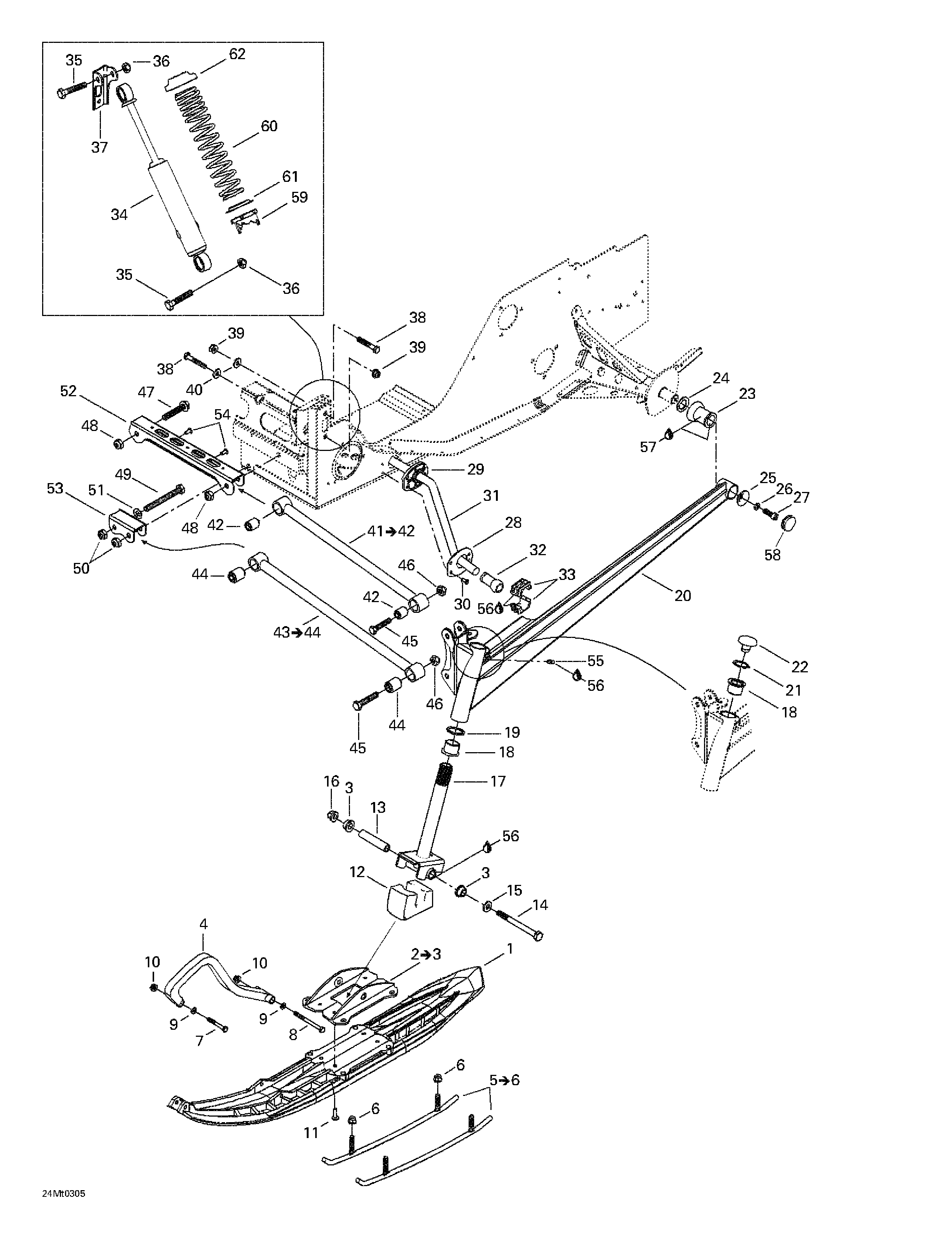 Front suspension and ski