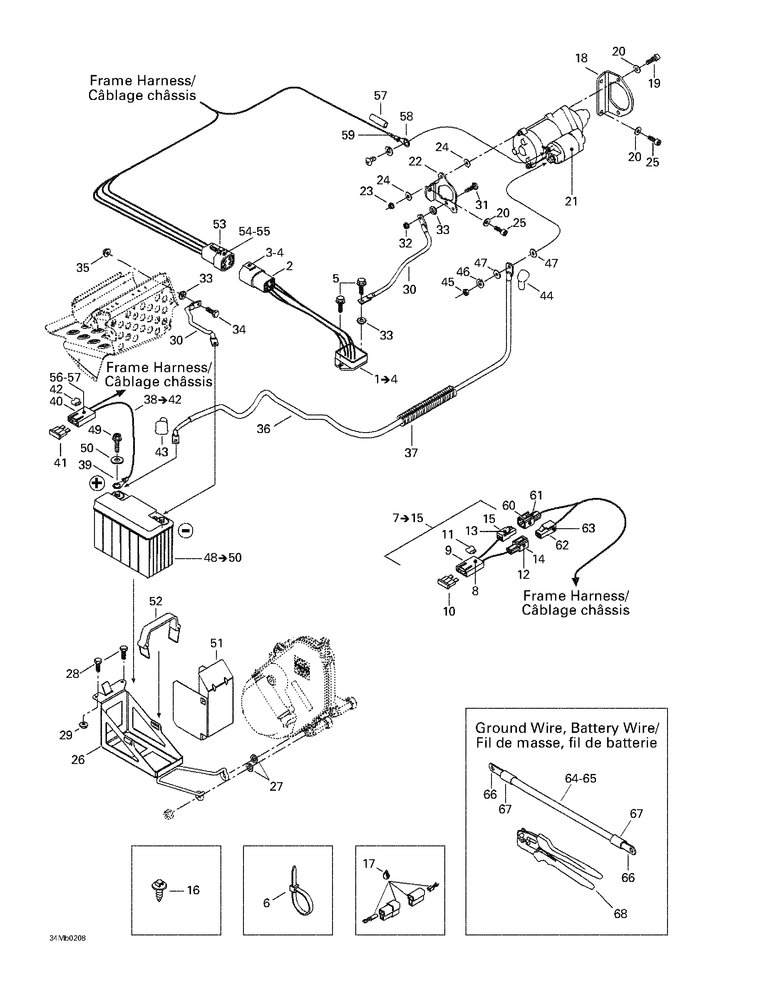 Battery and starter