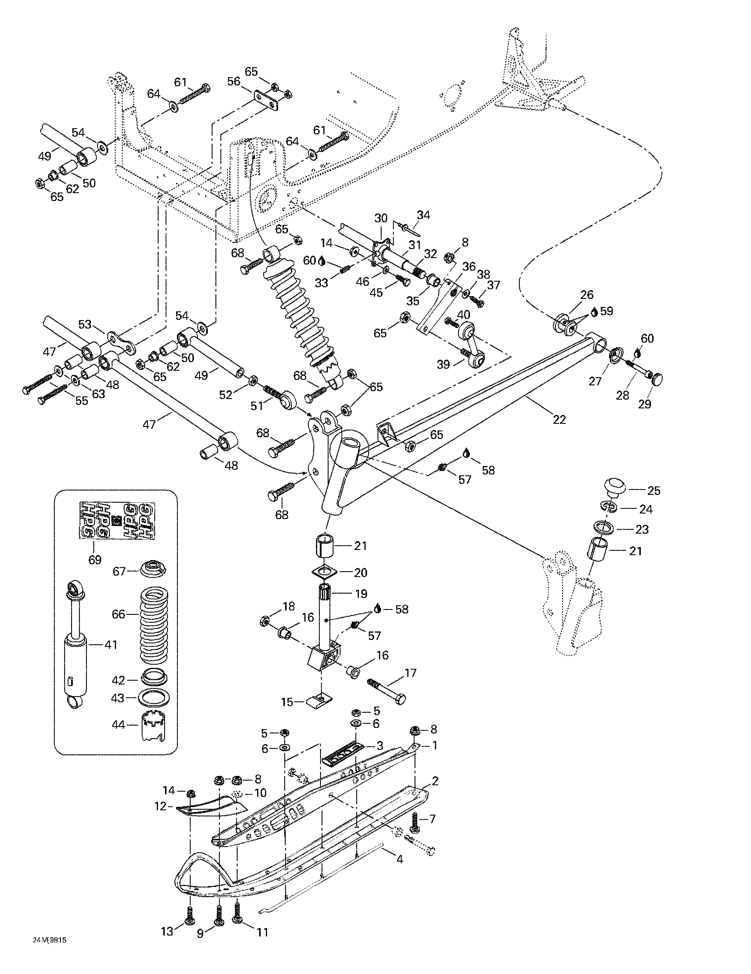 Front suspension and ski