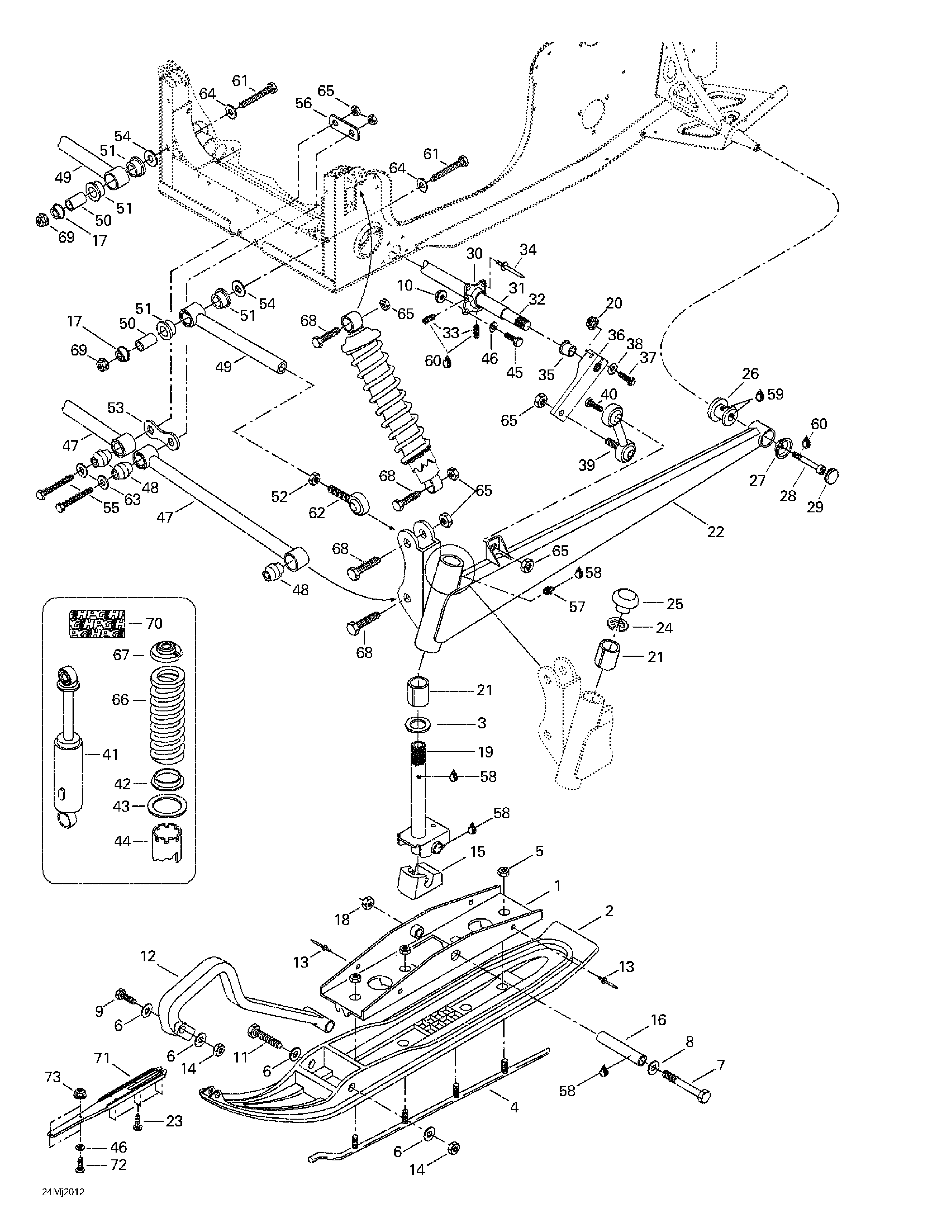 Front suspension and ski