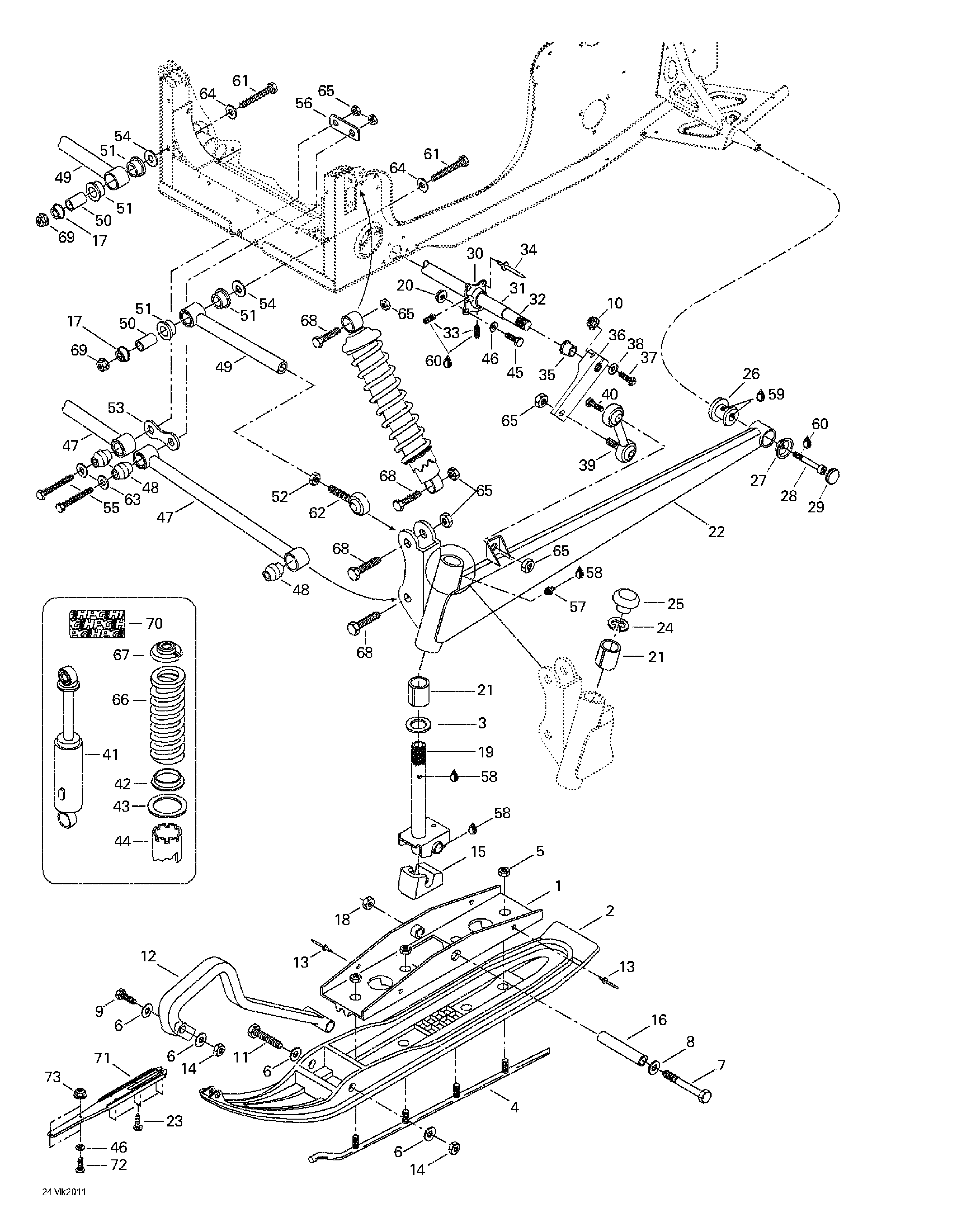 Front suspension and ski