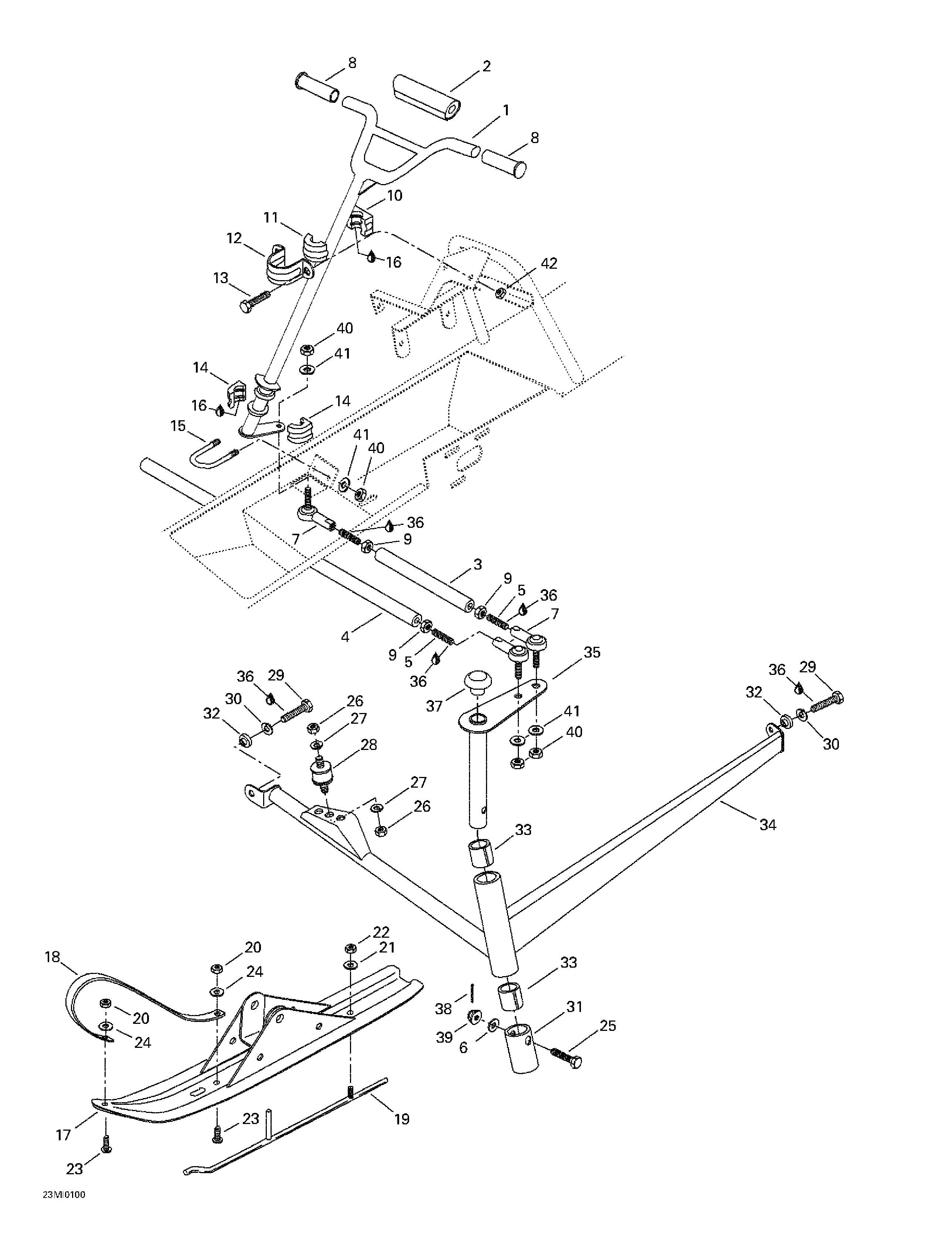 Steering system and ski