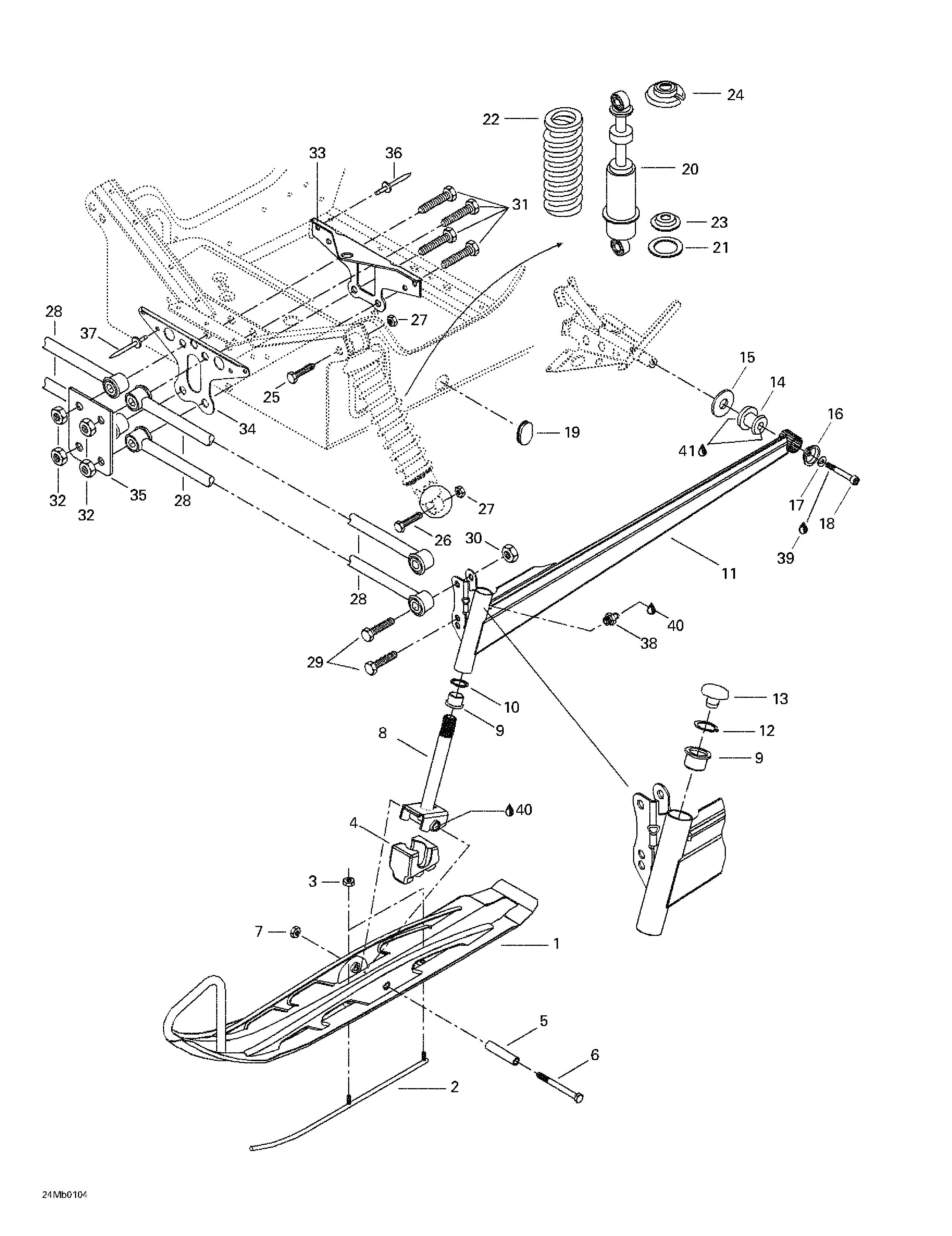 Front suspension and ski