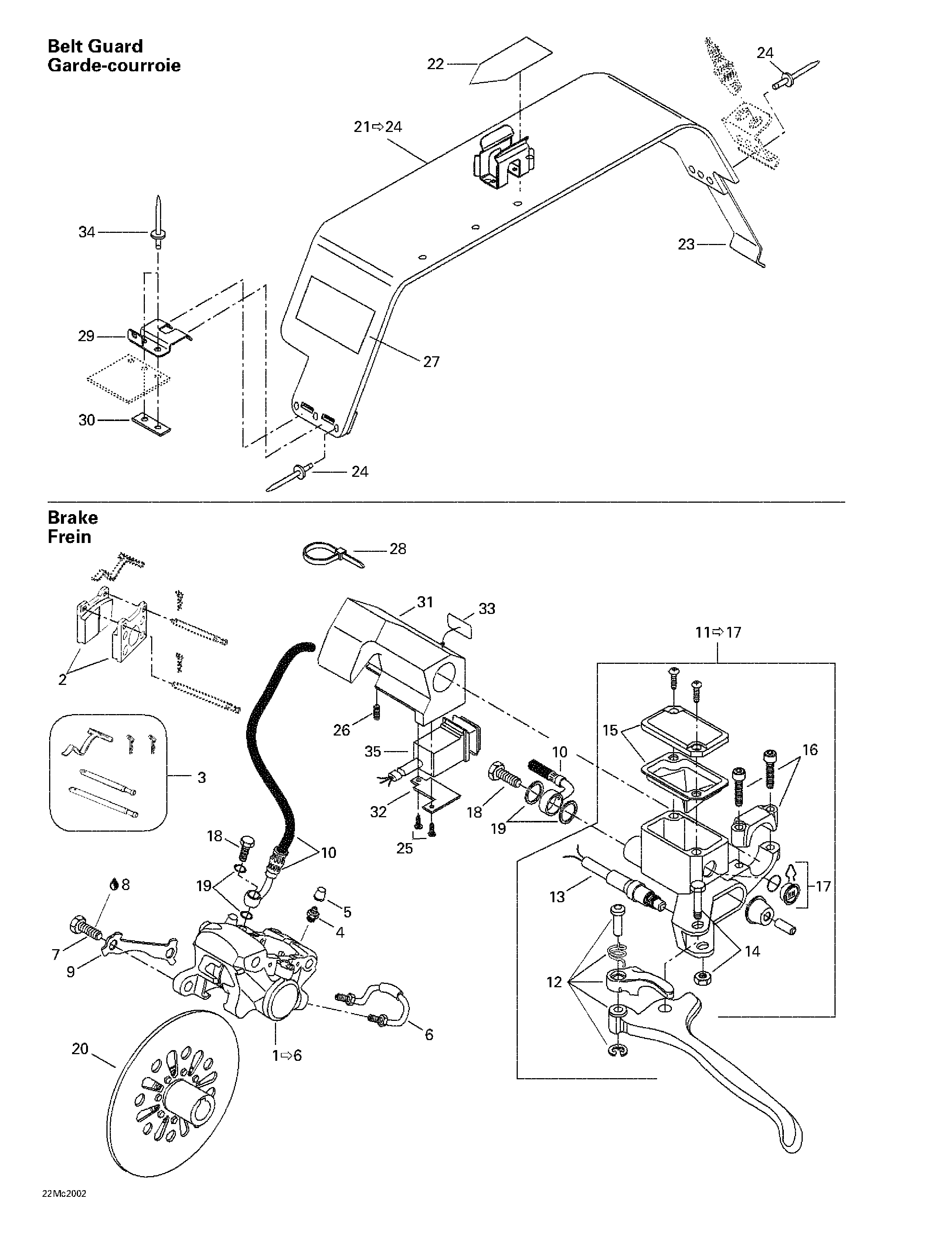 Hydraulic brake and belt guard