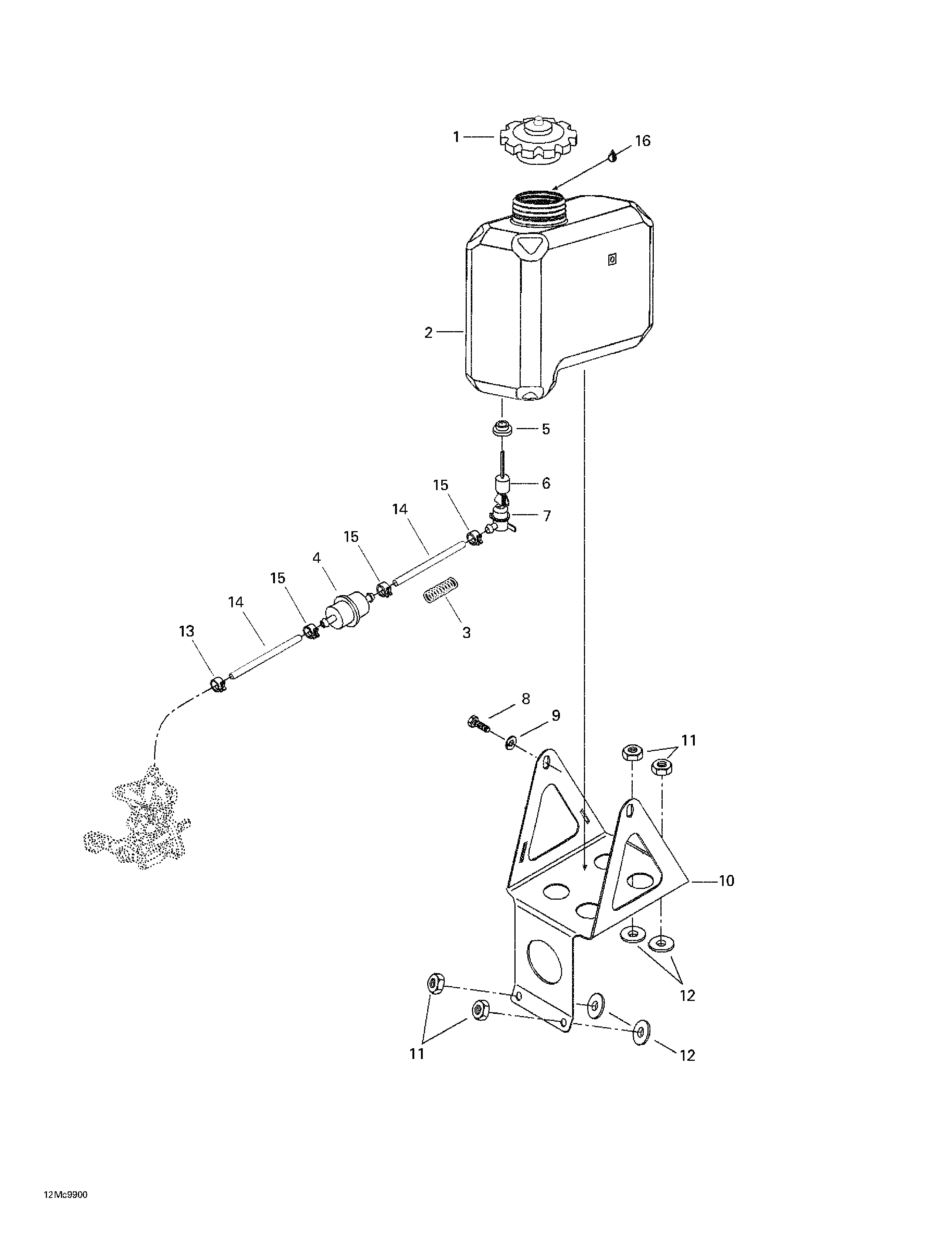 Oil tank and support