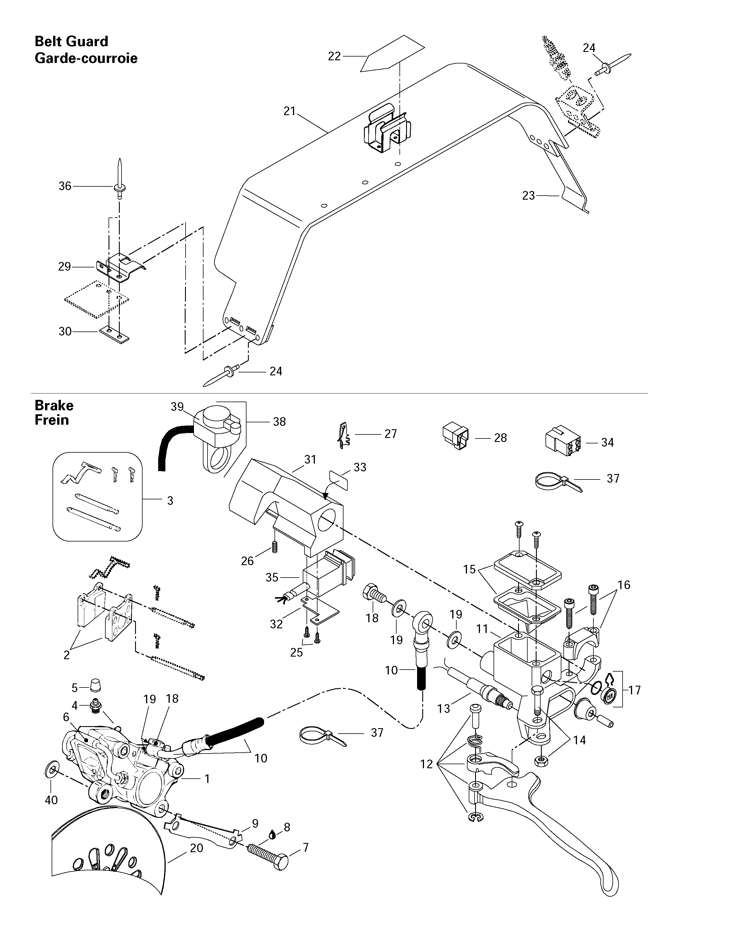 Hydraulic brake and belt guard