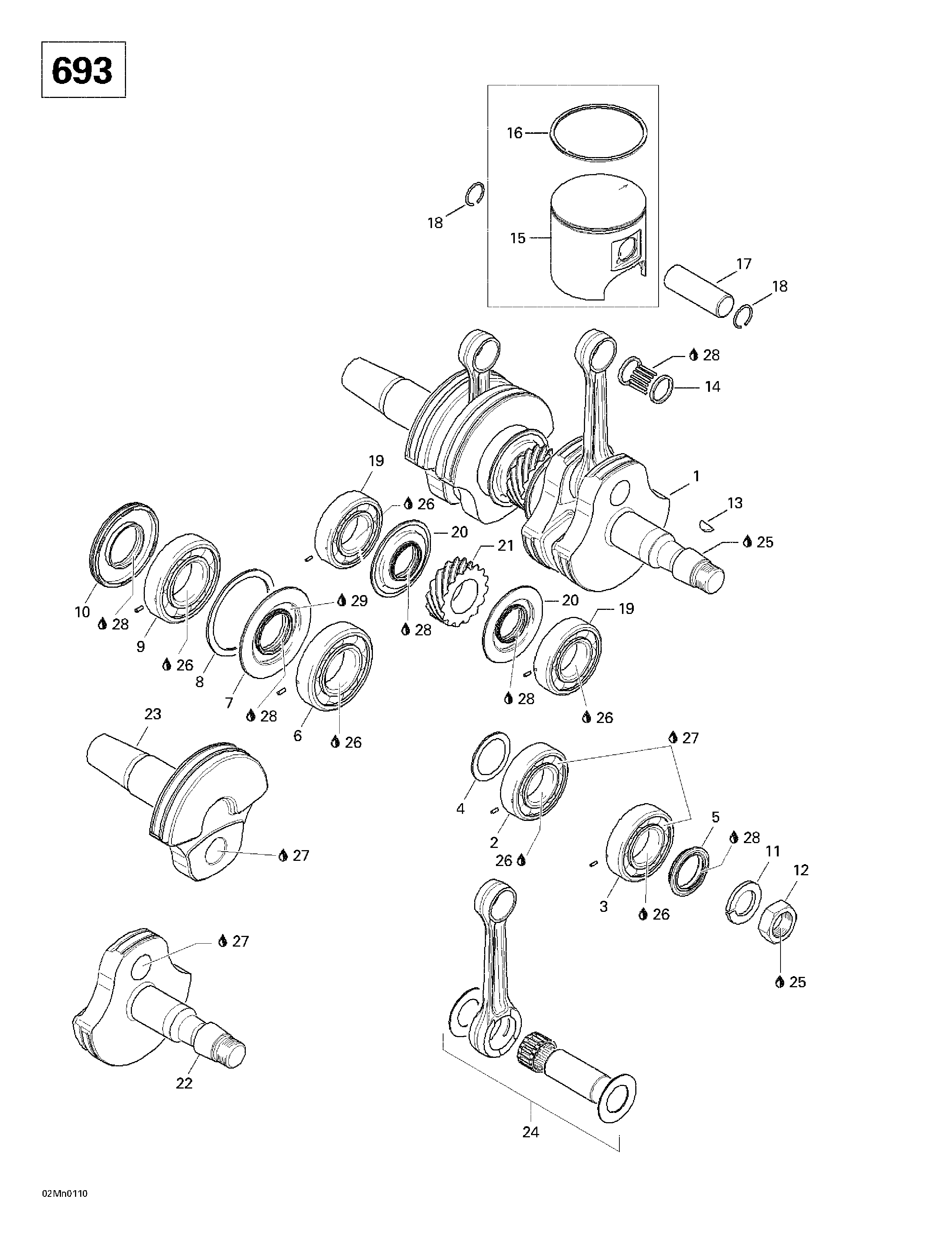 Crankshaft and pistons 2