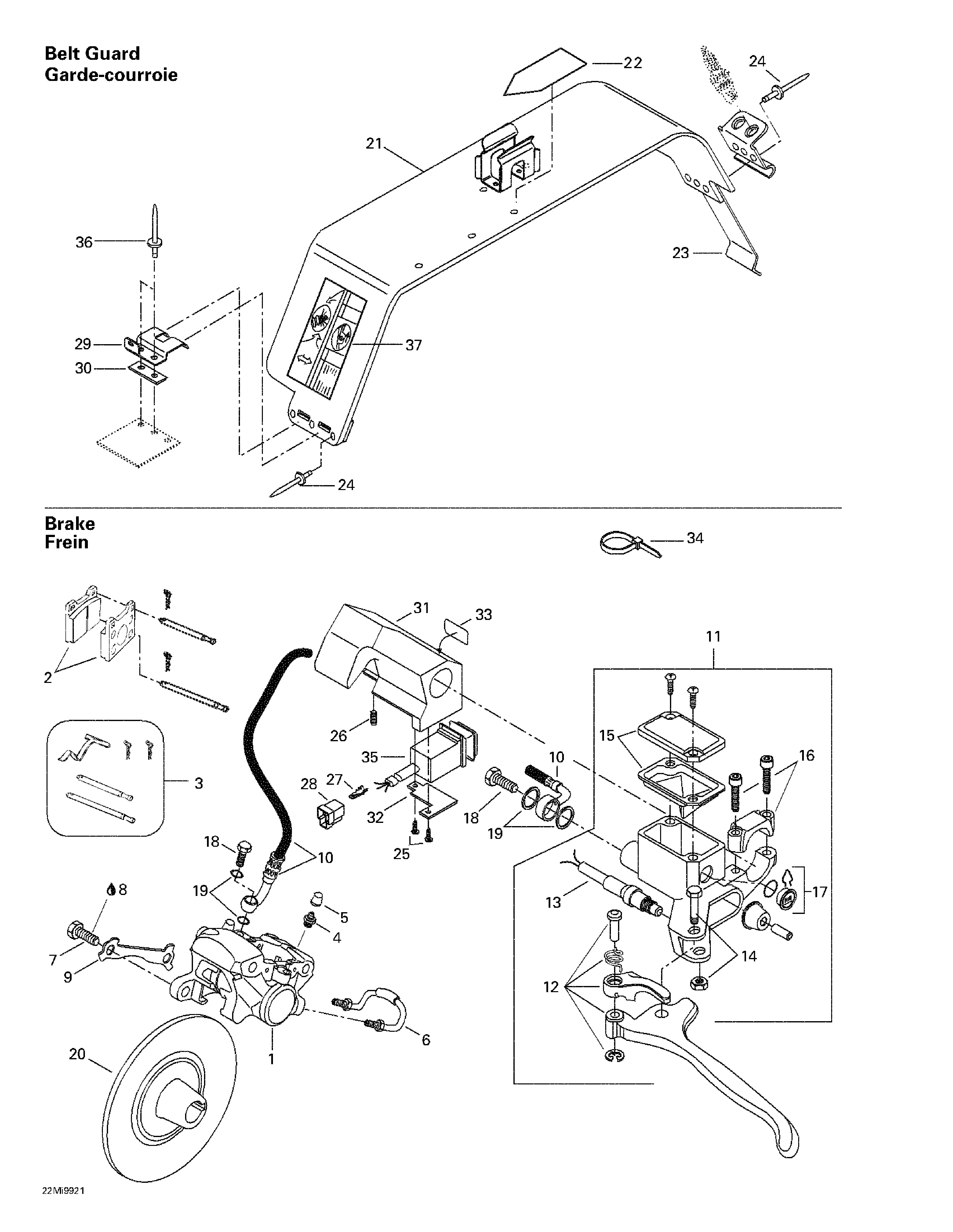 Hydraulic brake and belt guard