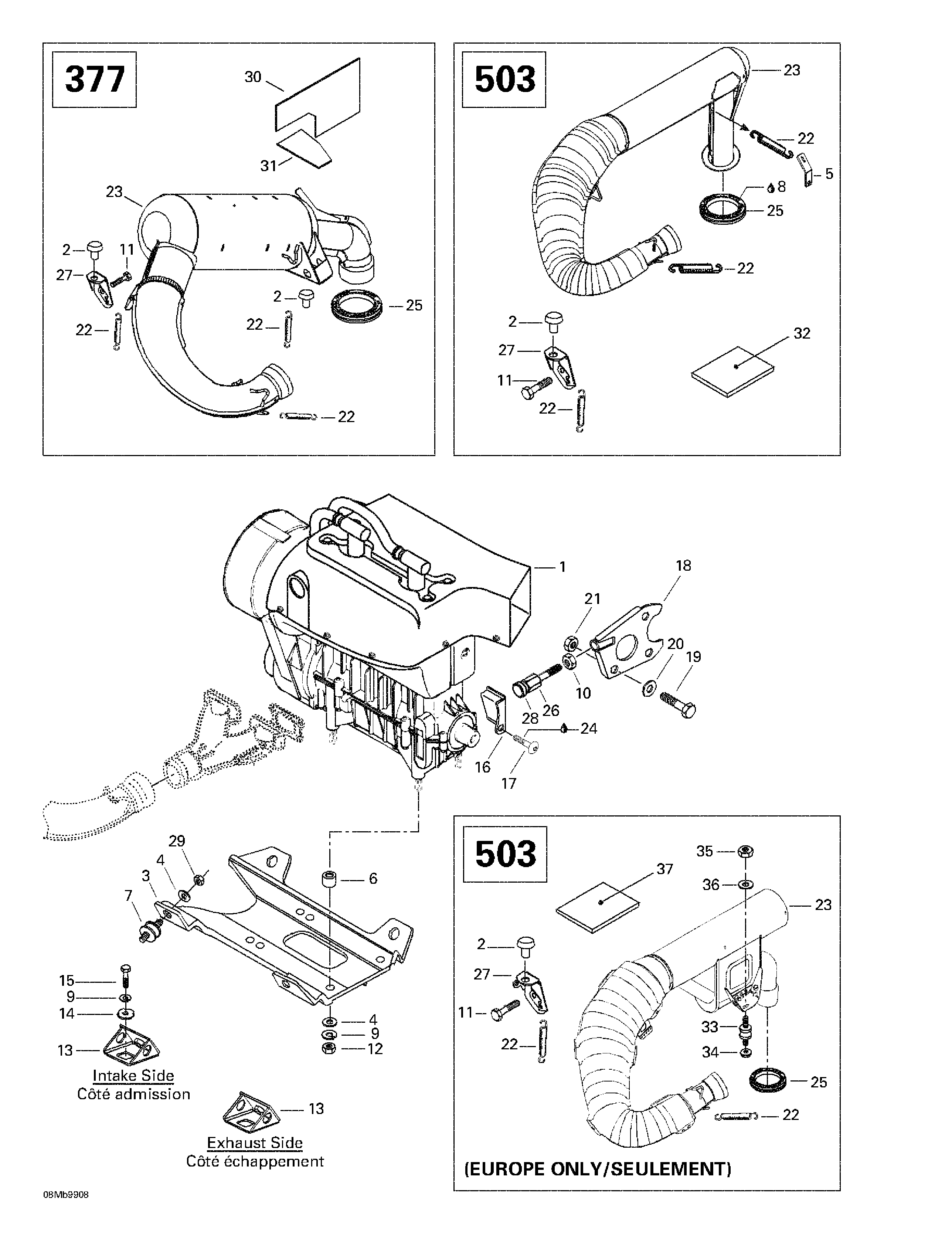 Engine support and muffler