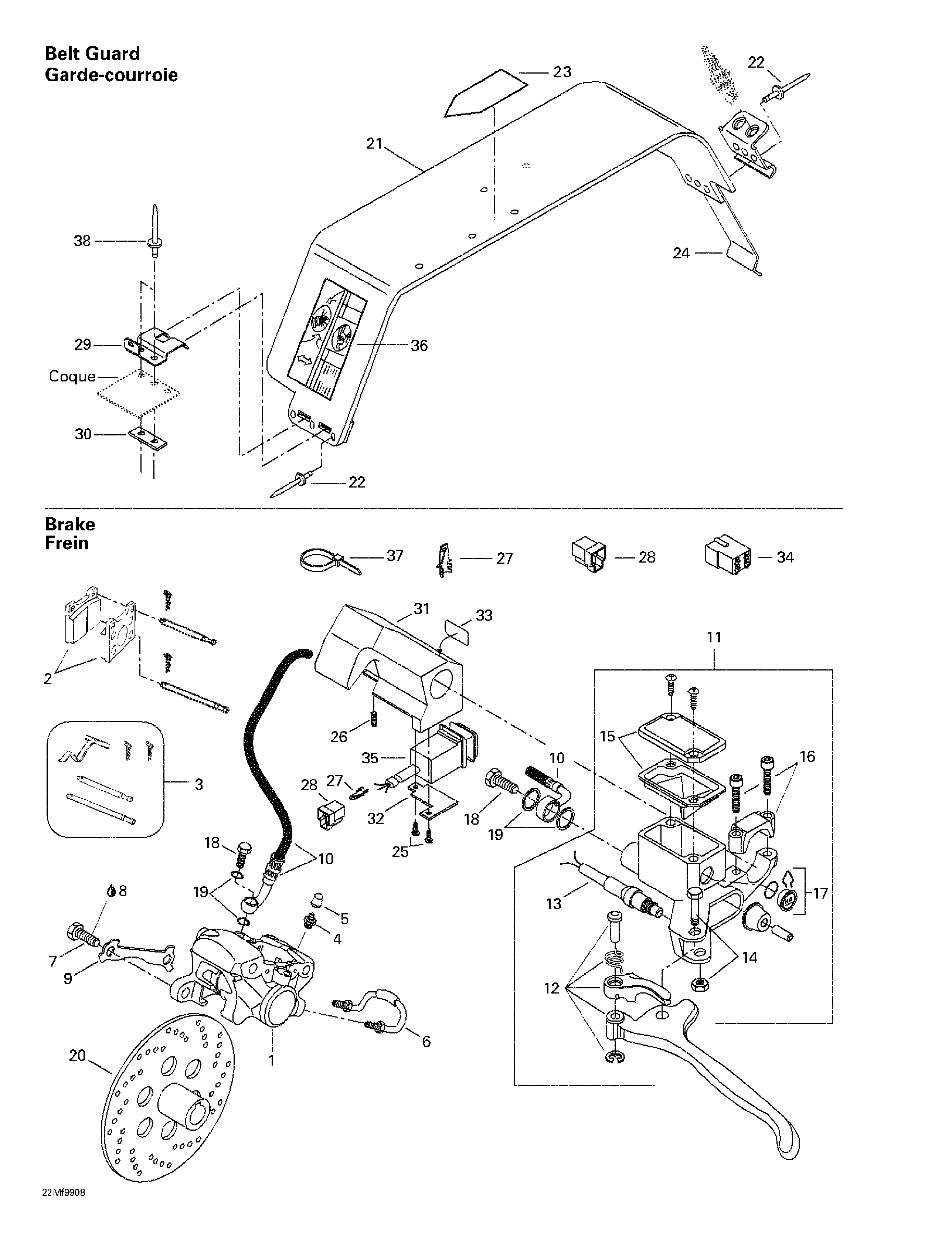 Hydraulic brake and belt guard