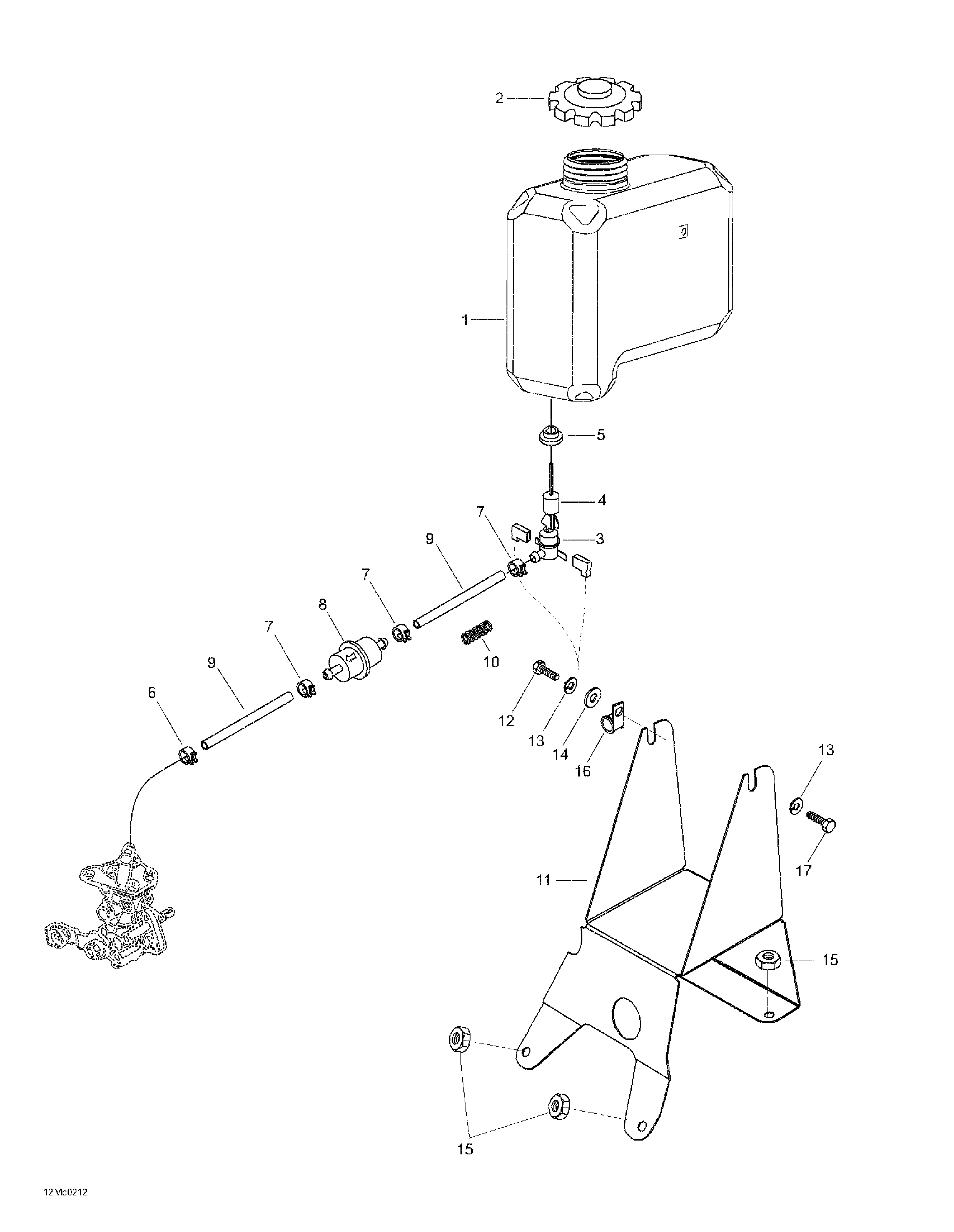 Oil tank and support