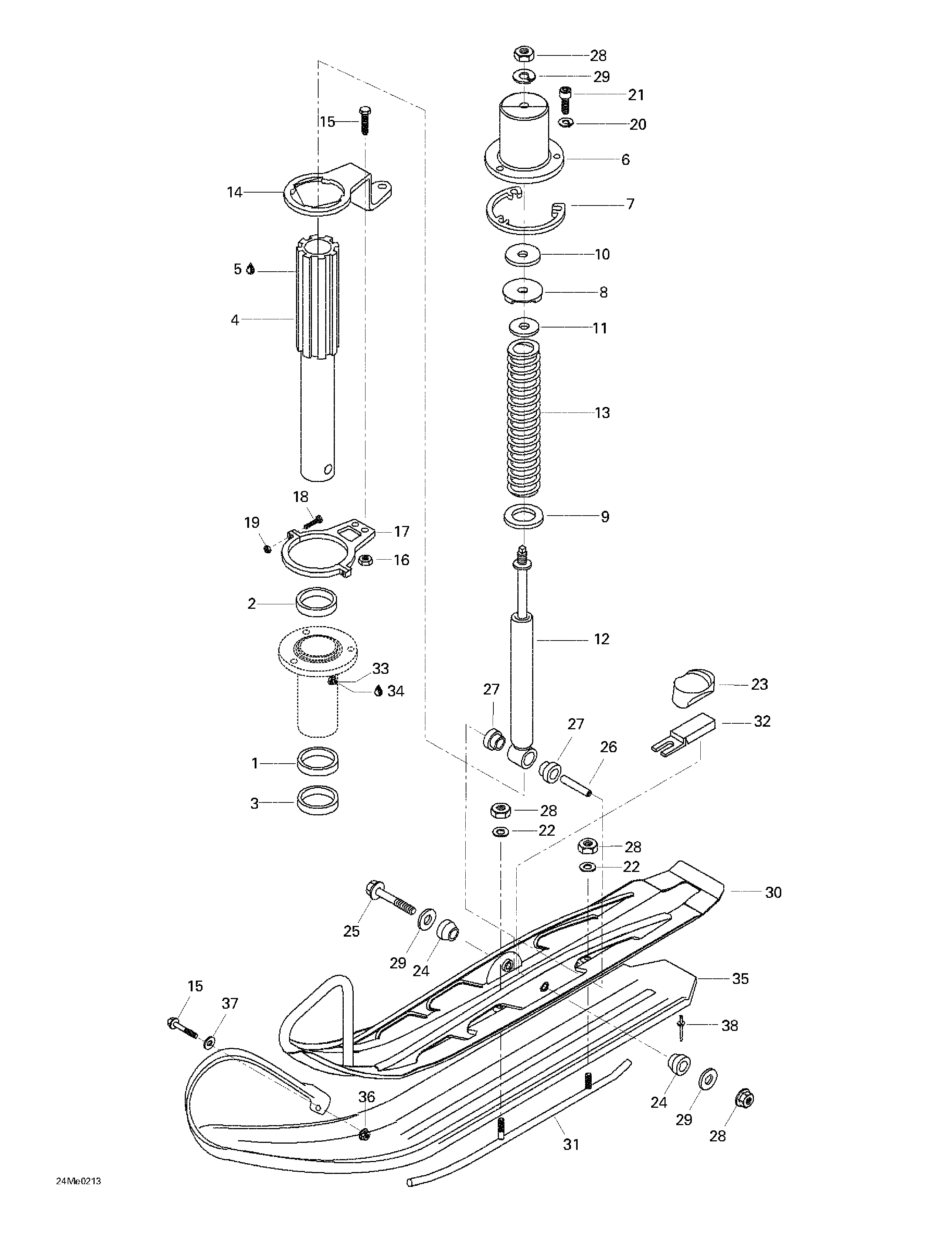 Front suspension and ski