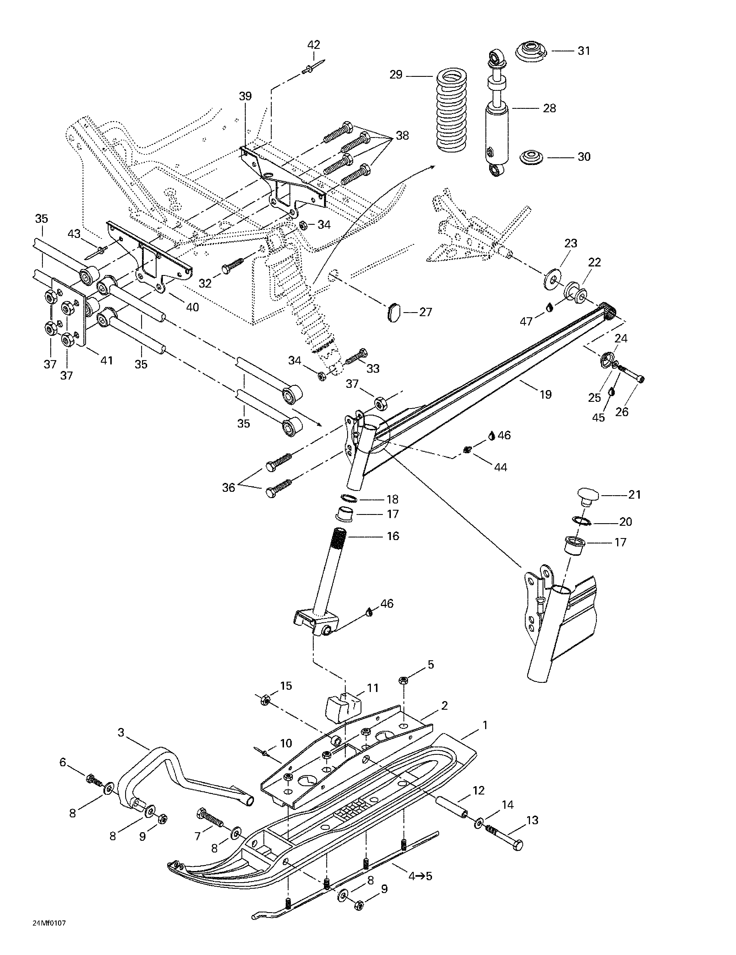 Front suspension and ski