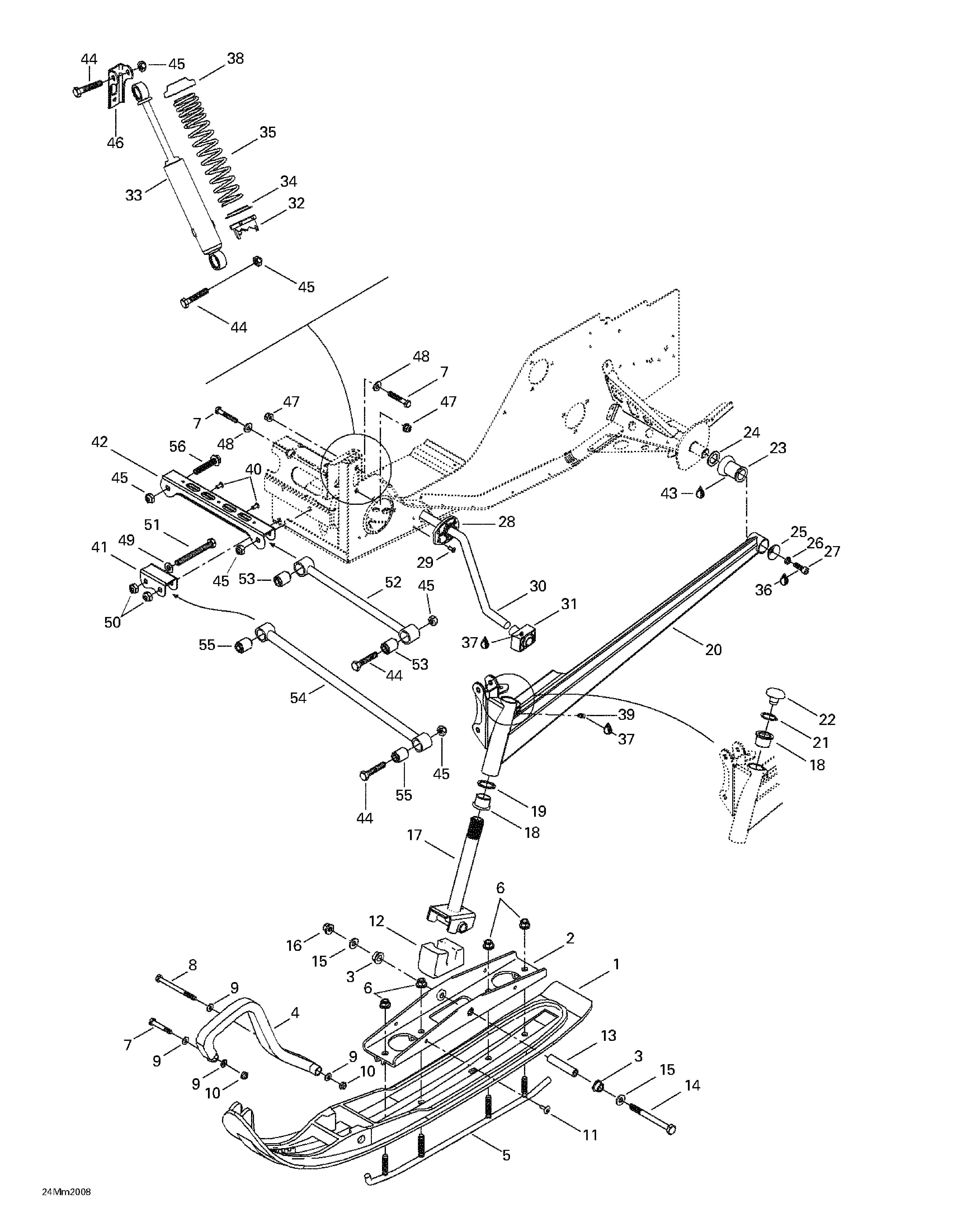 Front suspension and ski